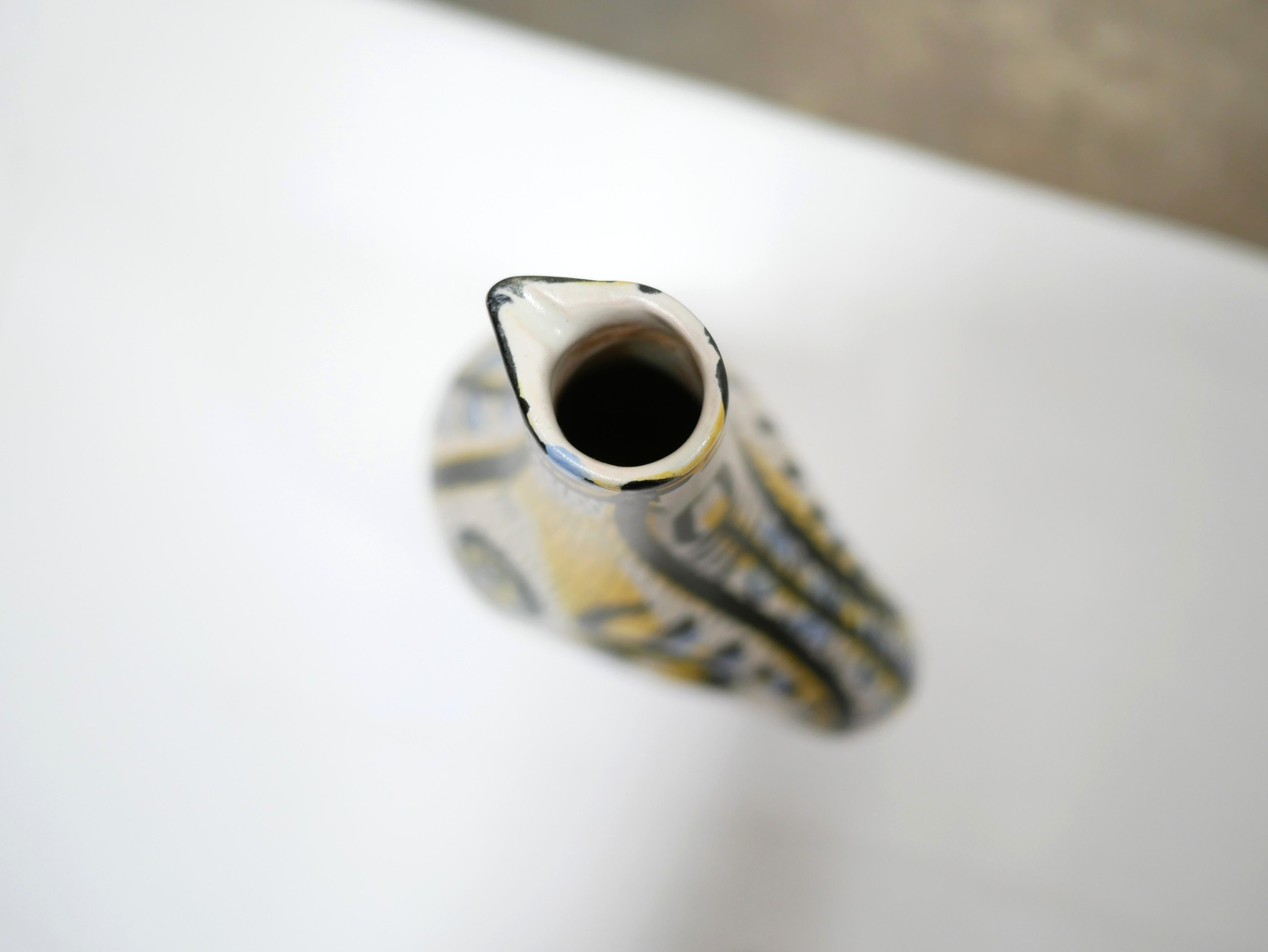 Vintage ceramic zoomorphic pitcher by P.Toulhoat for the Keraluc Quimper, France For Sale 9