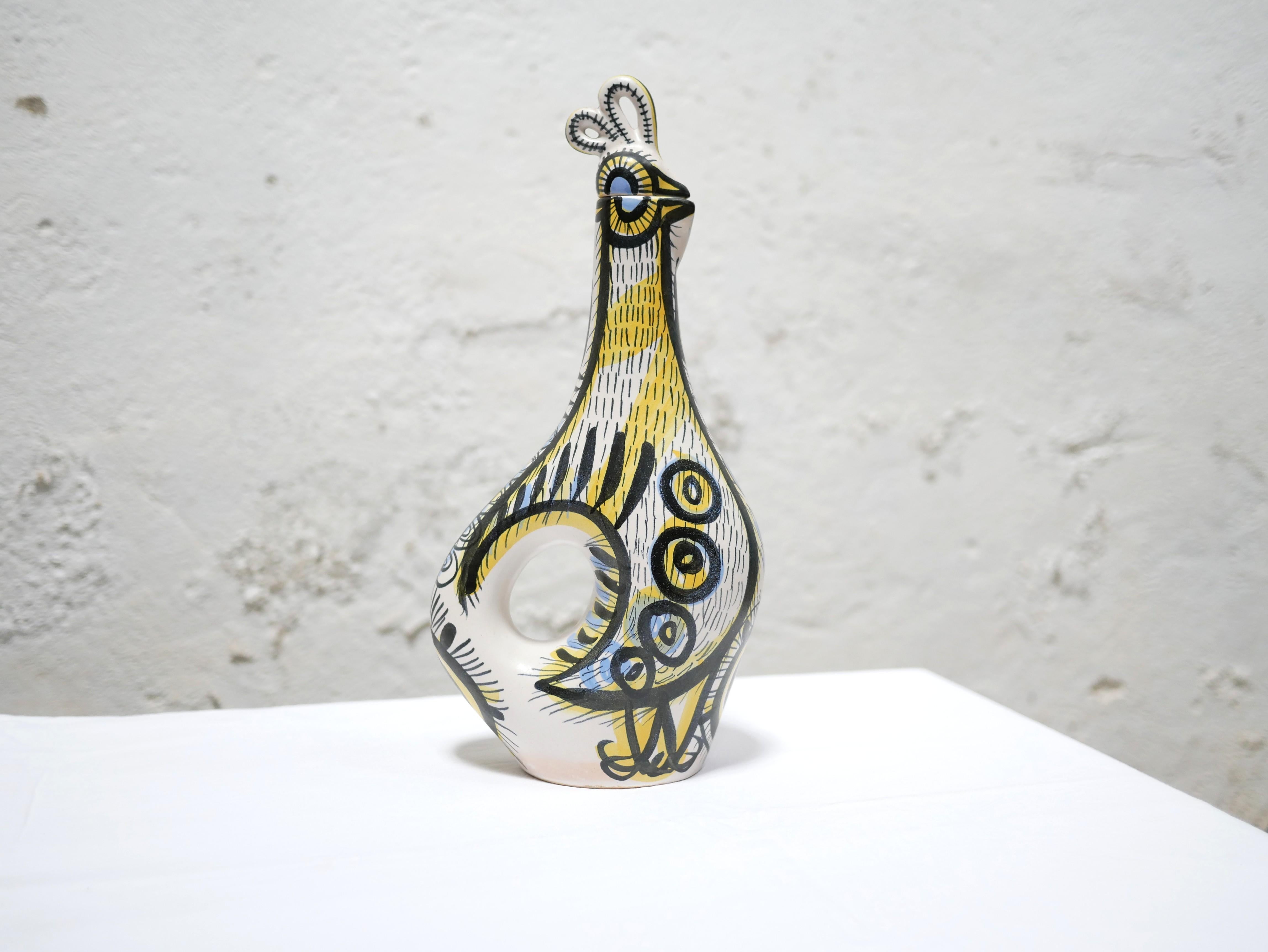 Vintage ceramic zoomorphic pitcher by P.Toulhoat for the Keraluc Quimper, France For Sale 3