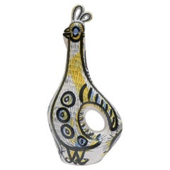 Brocca zoomorfa in ceramica d'epoca di P & A. Toulhoat per Keraluc Quimper, Francia