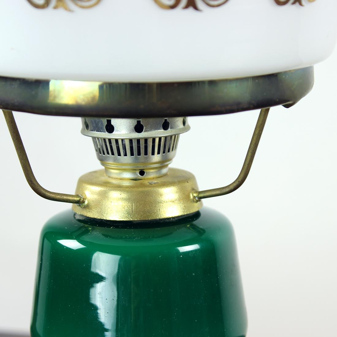 Mid-Century Modern Vintage Ceramic & Glass Table Lamp, Opp Jihlava, 1950s For Sale