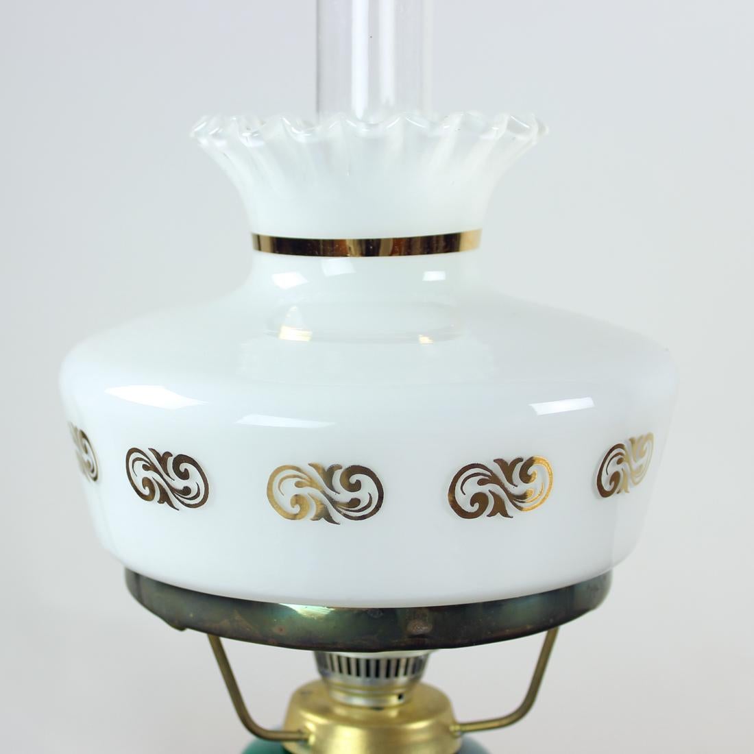 Vintage Ceramic & Glass Table Lamp, Opp Jihlava, 1950s In Good Condition For Sale In Zohor, SK