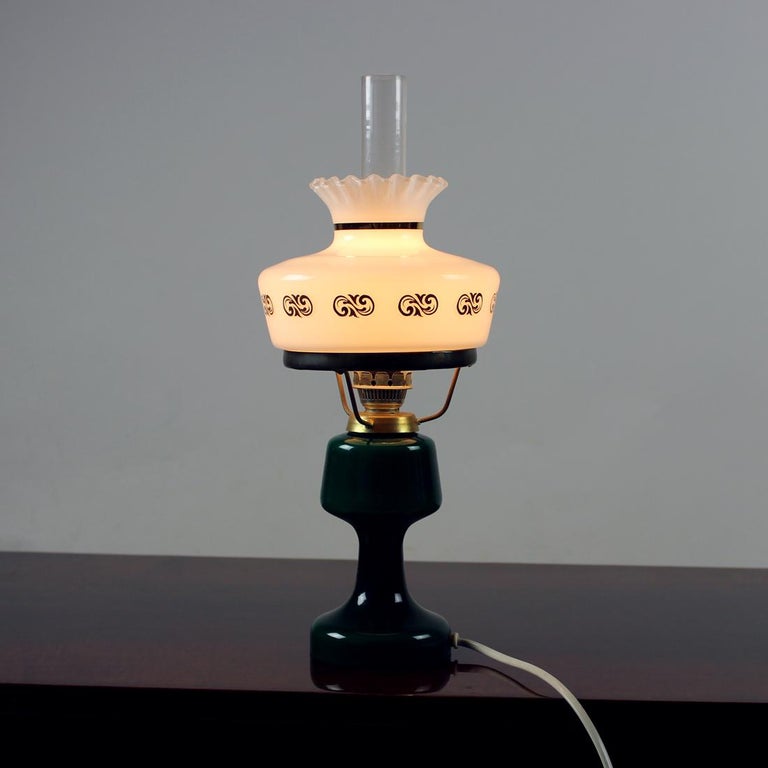 Vintage Ceramic and Glass Table Lamp, Opp Jihlava, 1950s For Sale at