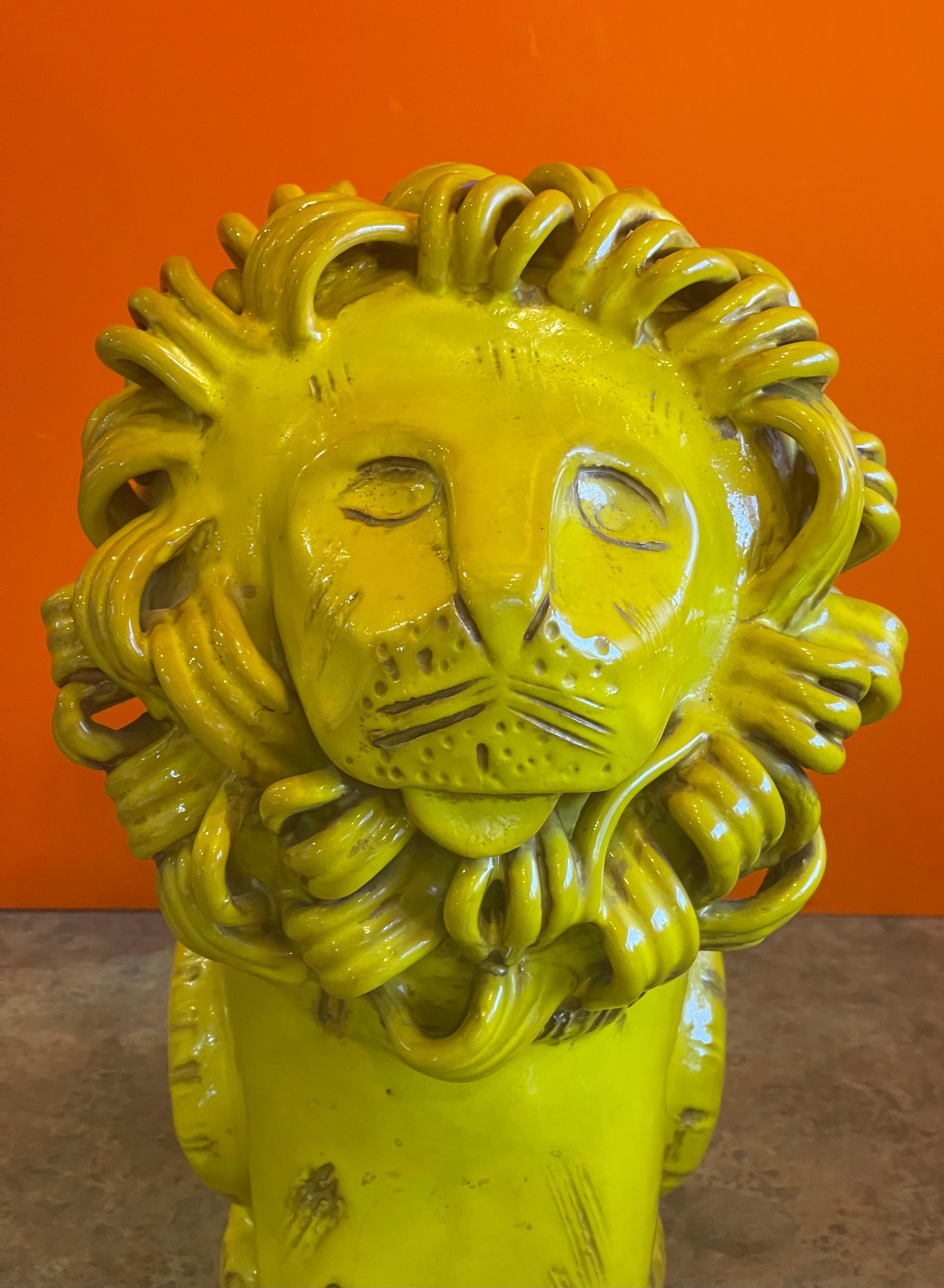 Sculpture de lion en céramique/poterie vintage d'Aldo Londo pour Bitossi Raymor en vente 3