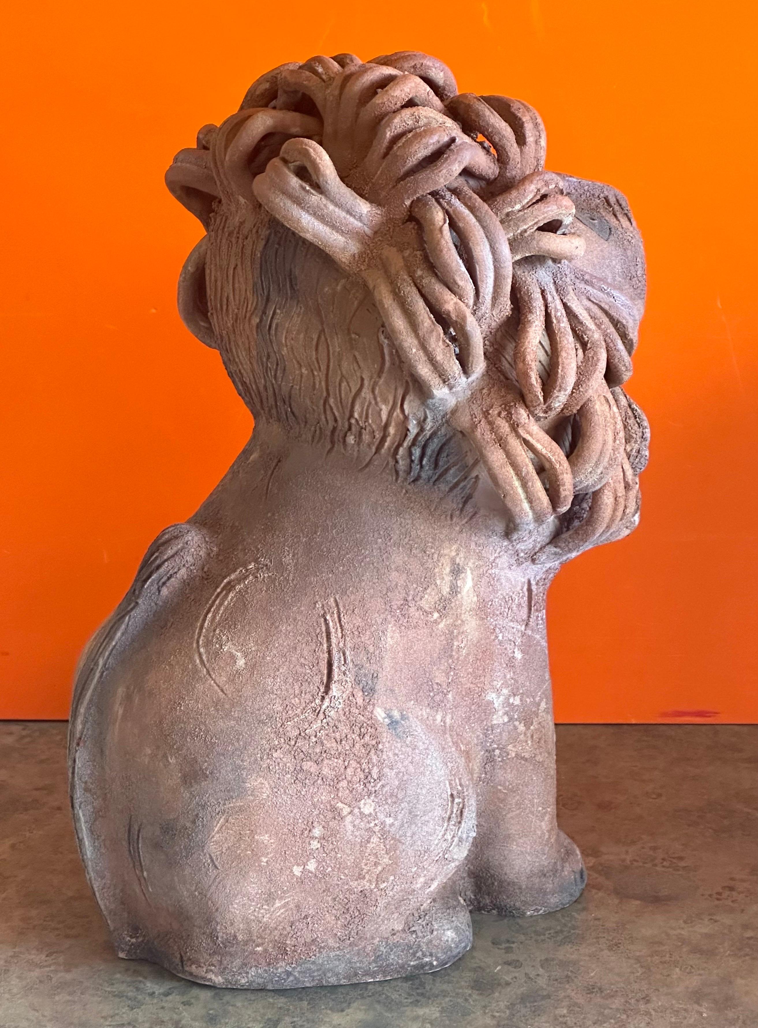 Sculpture de lion vintage en céramique/poterie d'Aldo Londo pour Bitossi Raymor en vente 1