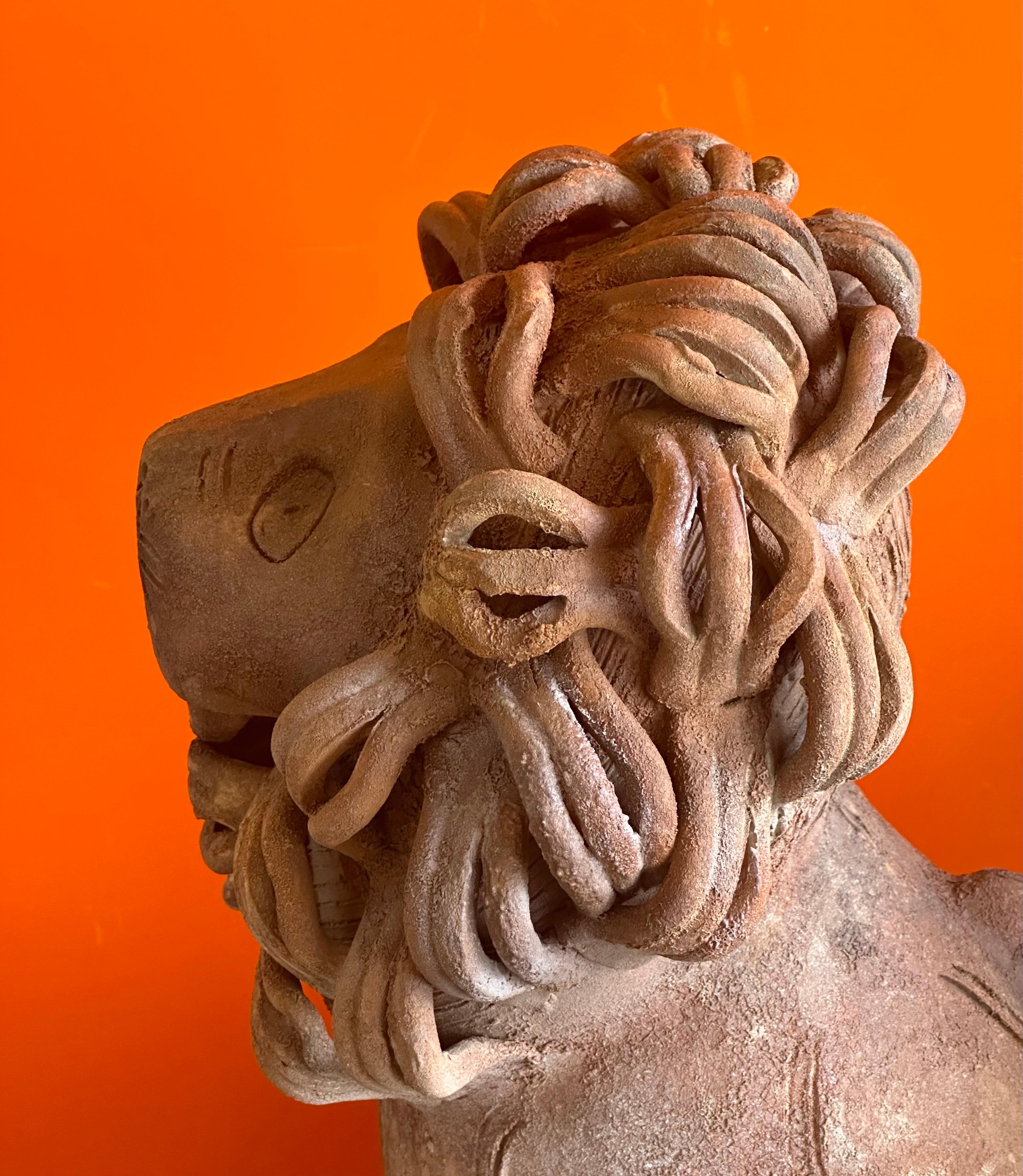 Sculpture de lion vintage en céramique/poterie d'Aldo Londo pour Bitossi Raymor en vente 3