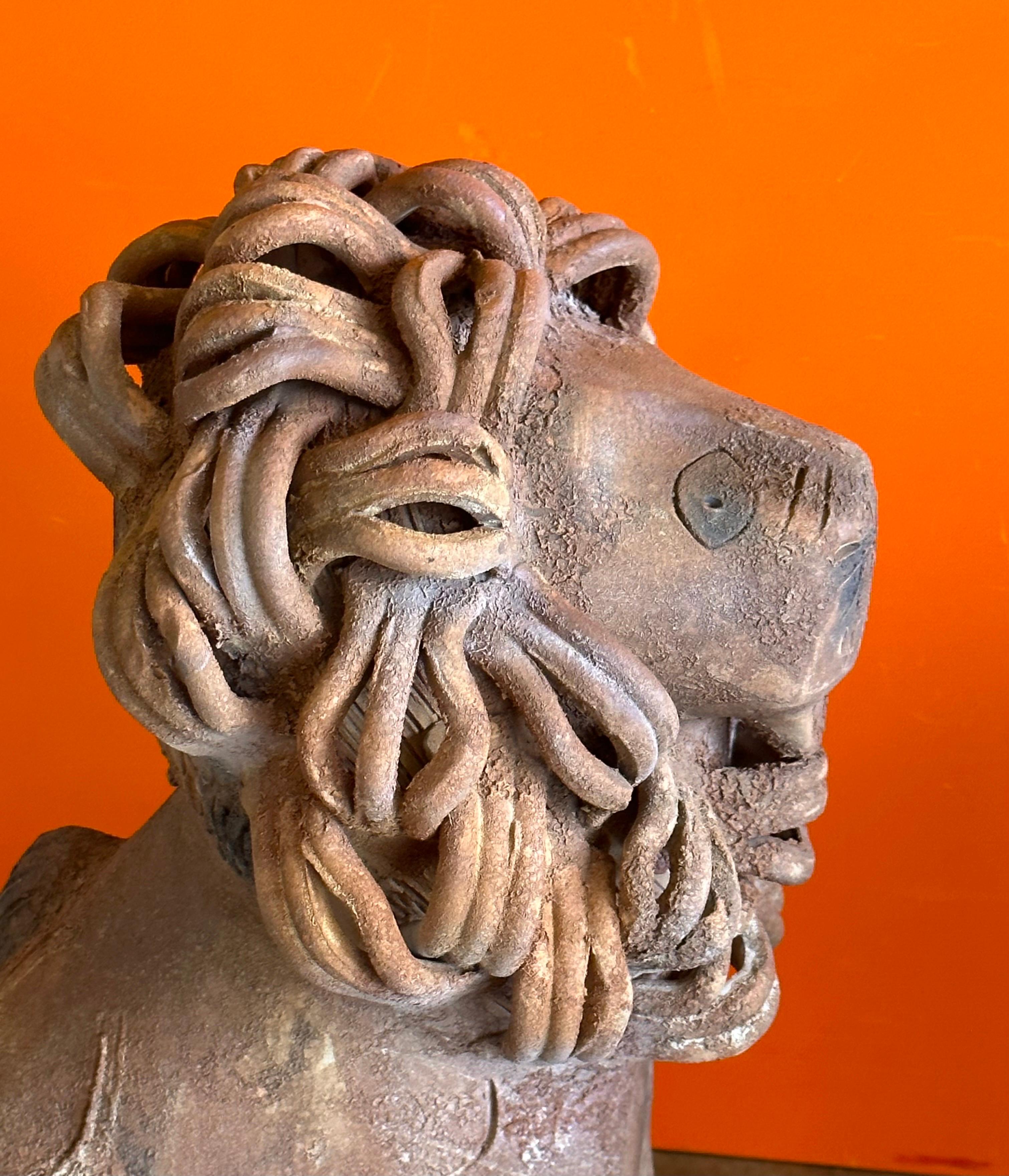 Sculpture de lion vintage en céramique/poterie d'Aldo Londo pour Bitossi Raymor en vente 4