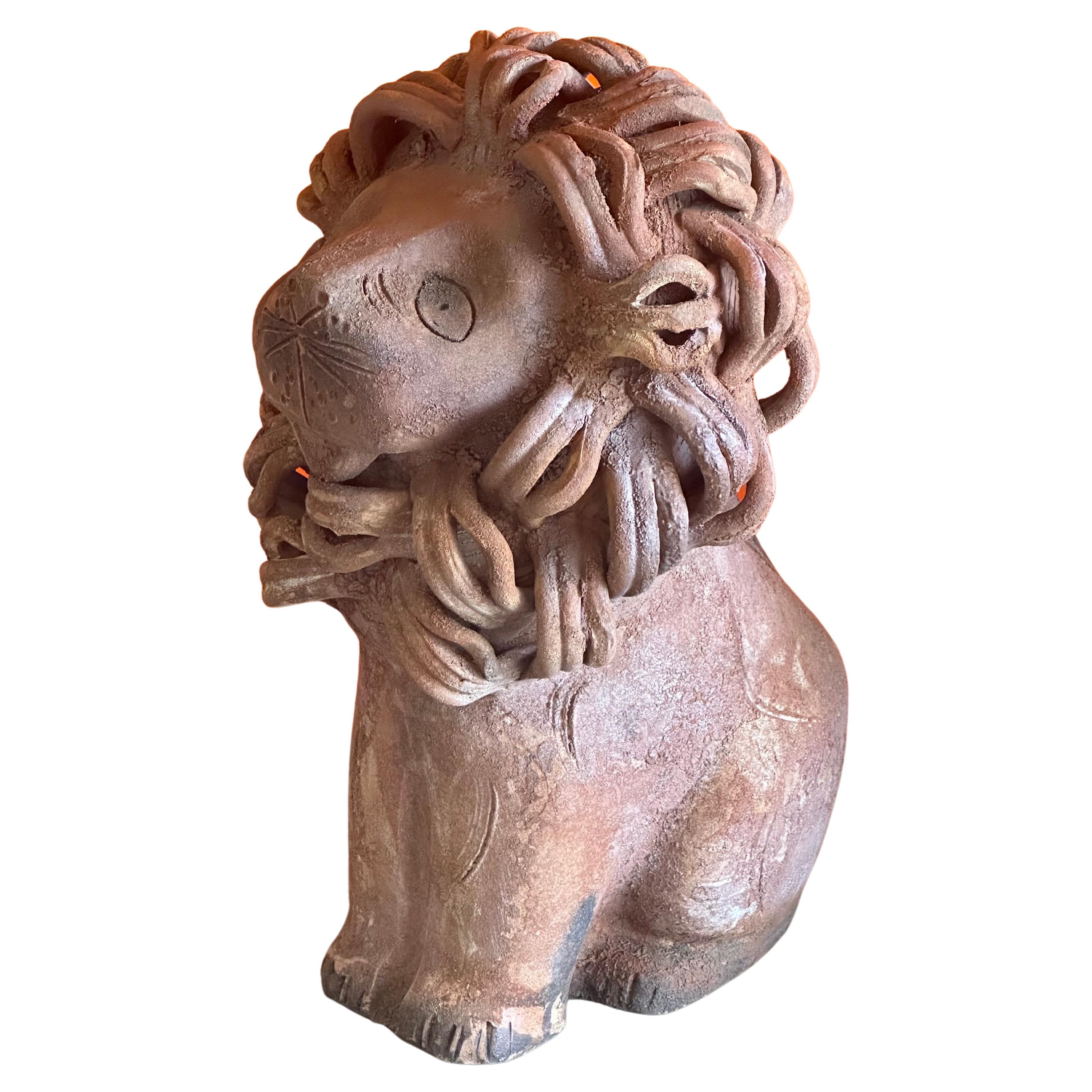 Mid-Century Modern Vintage Ceramiche / Pottery Lion Sculpture by Aldo Londo for Bitossi Raymor For Sale