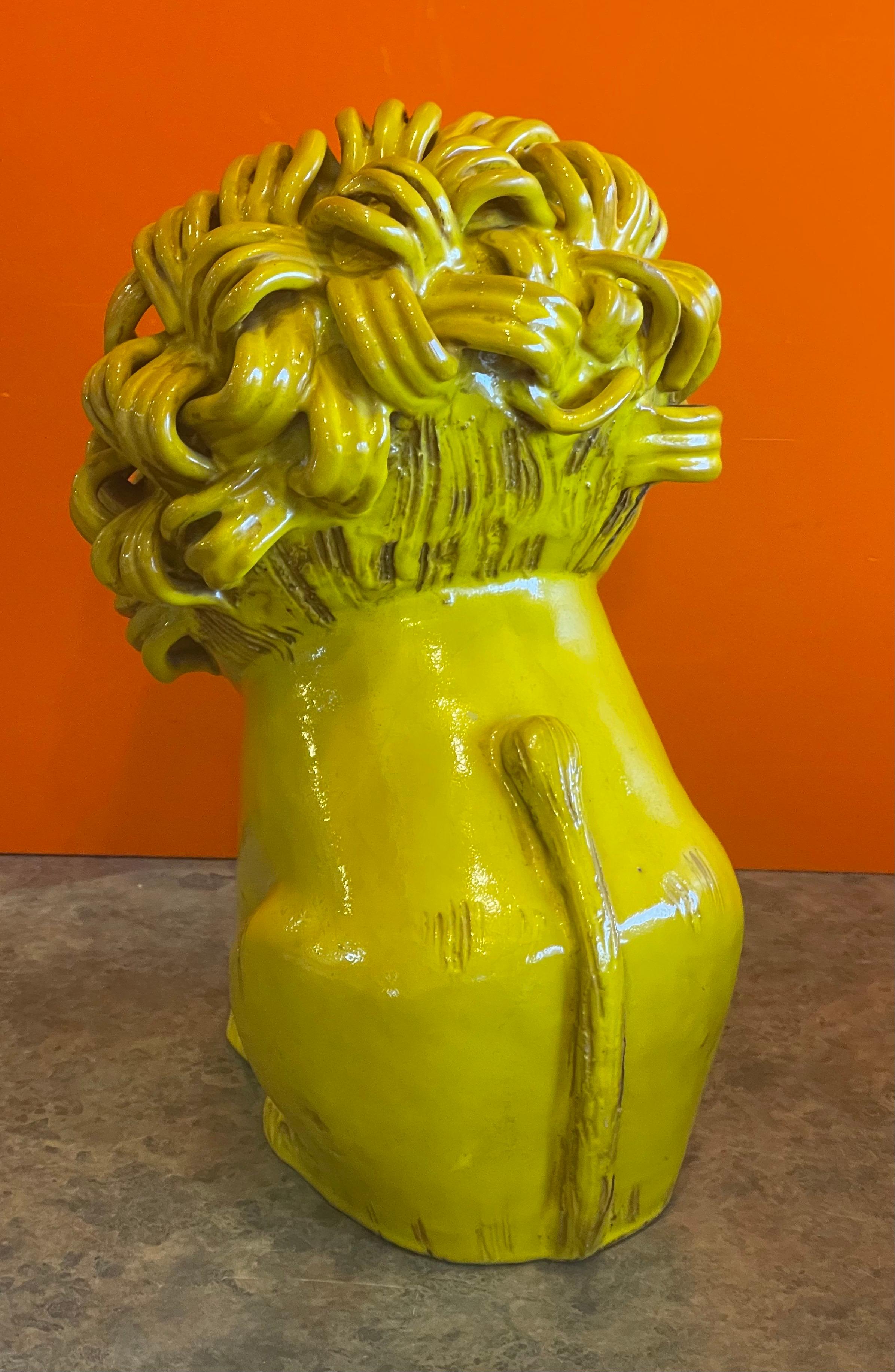 Vernissé Sculpture de lion en céramique/poterie vintage d'Aldo Londo pour Bitossi Raymor en vente