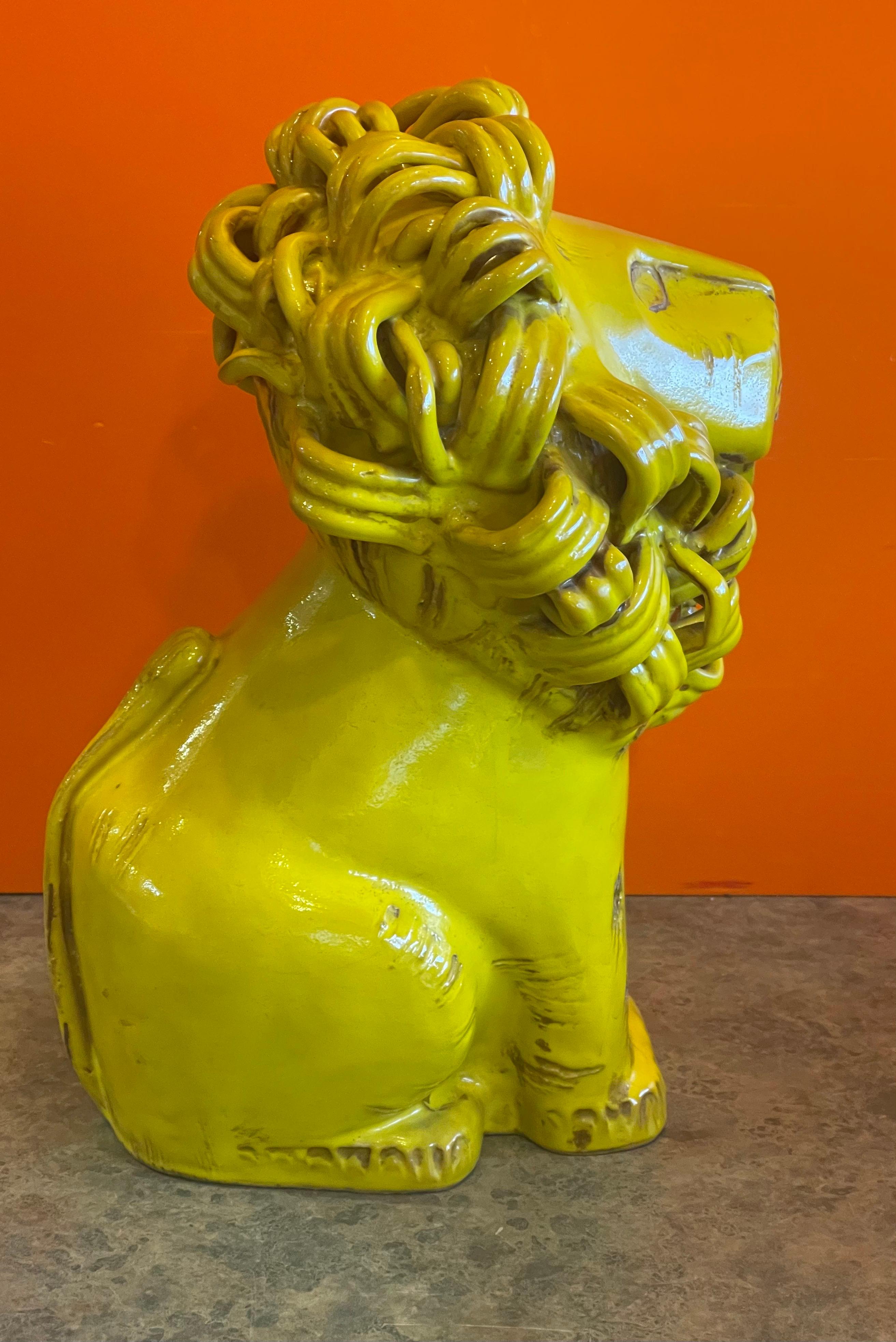 Milieu du XXe siècle Sculpture de lion en céramique/poterie vintage d'Aldo Londo pour Bitossi Raymor en vente