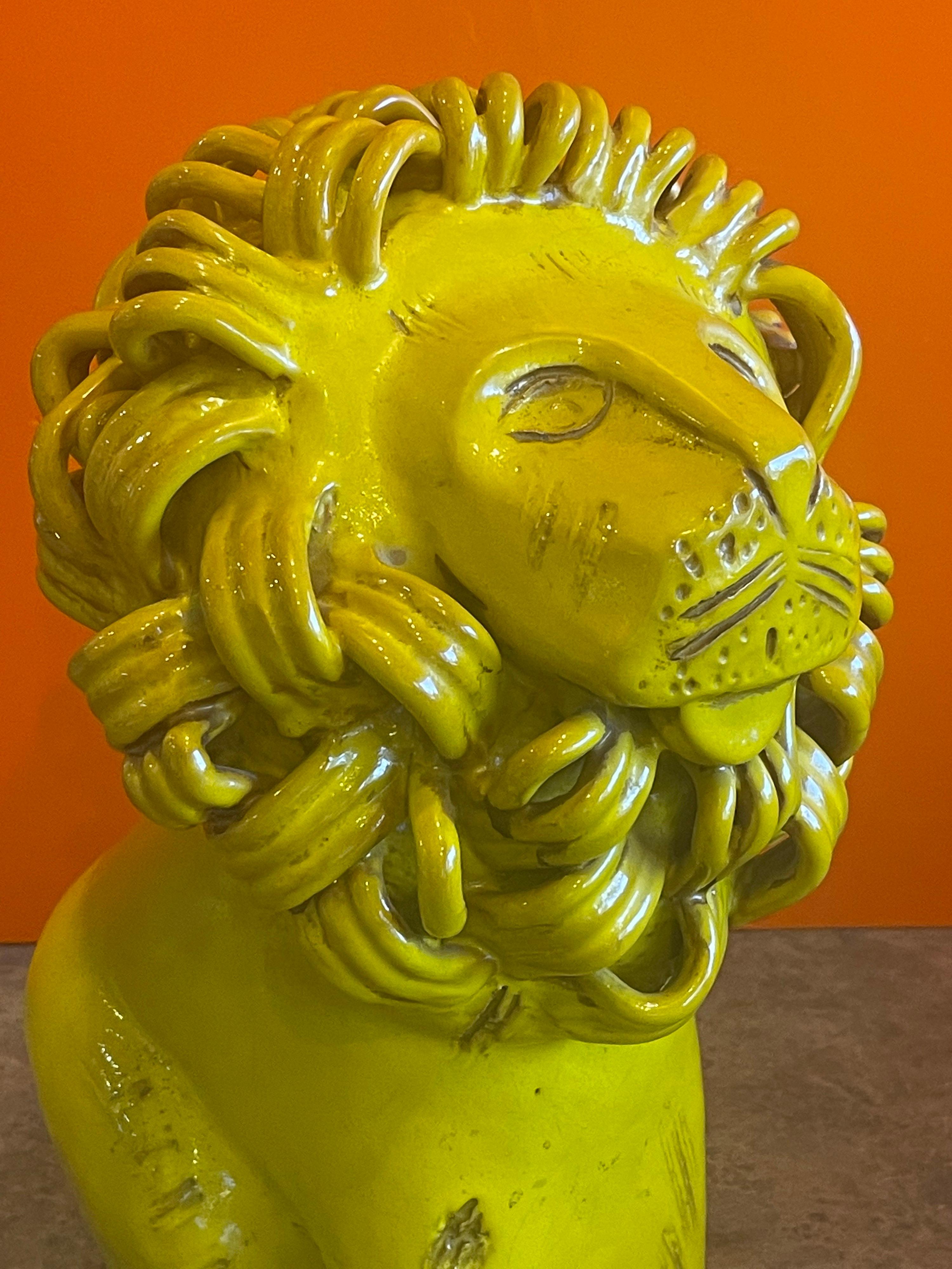 Sculpture de lion en céramique/poterie vintage d'Aldo Londo pour Bitossi Raymor en vente 1