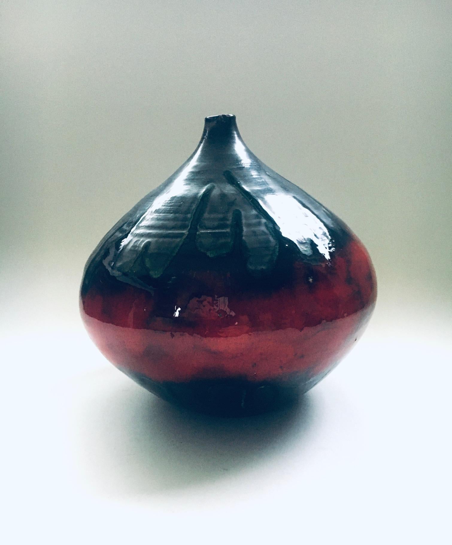 Mid-Century Modern Vintage Céramiques d'Art Signées Ceramic Art Vase, Rigo Belgium 1960's For Sale