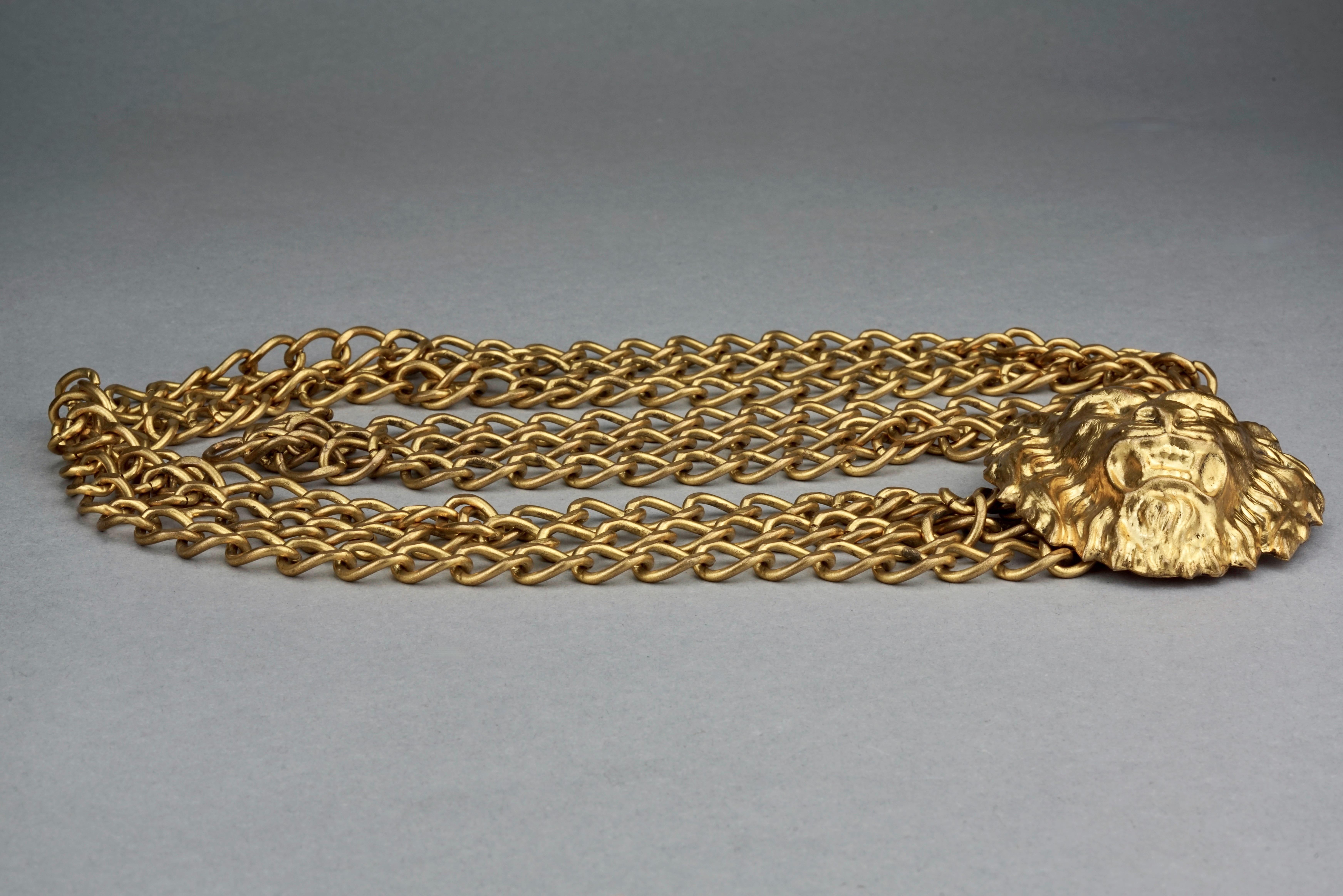 Vintage CERRUTI 1881 PARIS by Roger SCEMAMA Lion Head Multi Chain Belt In Good Condition In Kingersheim, Alsace