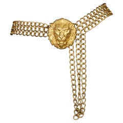 Vintage CERRUTI 1881 PARIS by Roger SCEMAMA Lion Head Multi Chain Belt