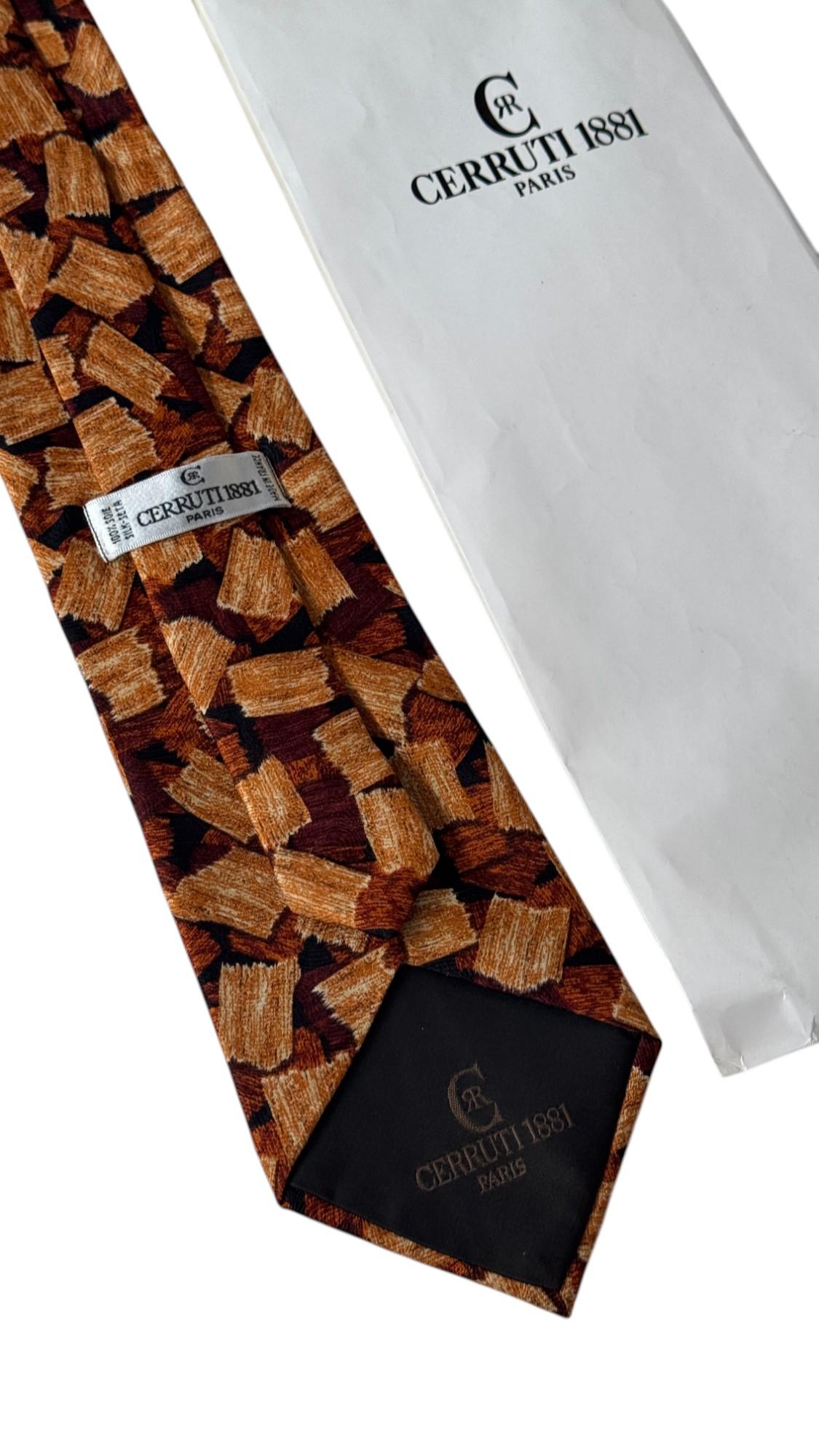 Cravate vintage en soie Cerruti 1881 Paris avec motif géométrique abstrait au pinceau en vente 1