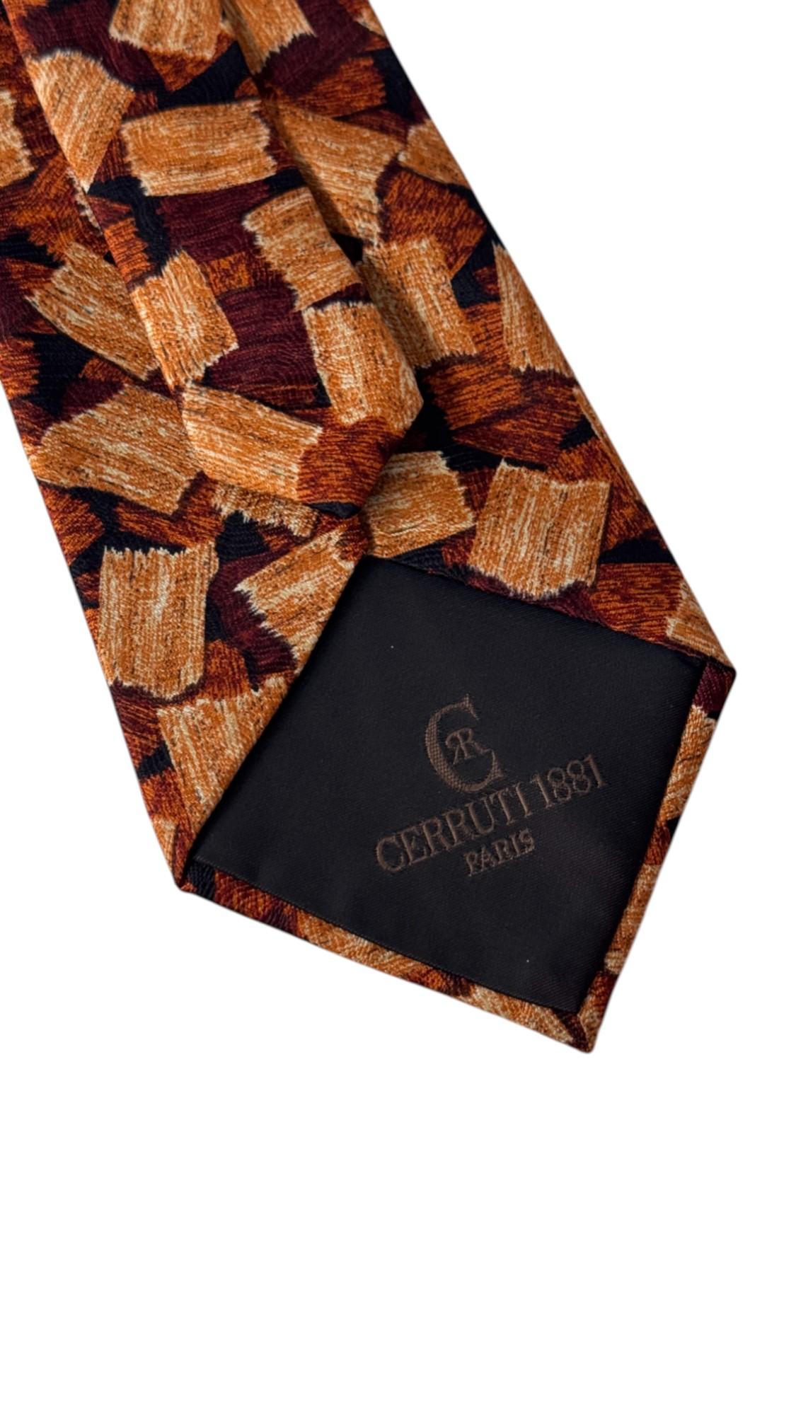 Cravate vintage en soie Cerruti 1881 Paris avec motif géométrique abstrait au pinceau en vente 2