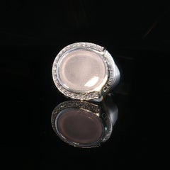 Vintage Cerruti 1881 Rose Quartz Sterling Silver 925 Size 8 Statement Ring 22.9g