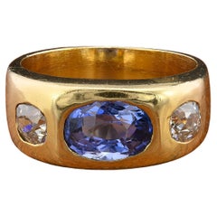 Vintage Certified 2.10 Ct Ceylon NO Heat .70 Ct Diamond Gent Ring