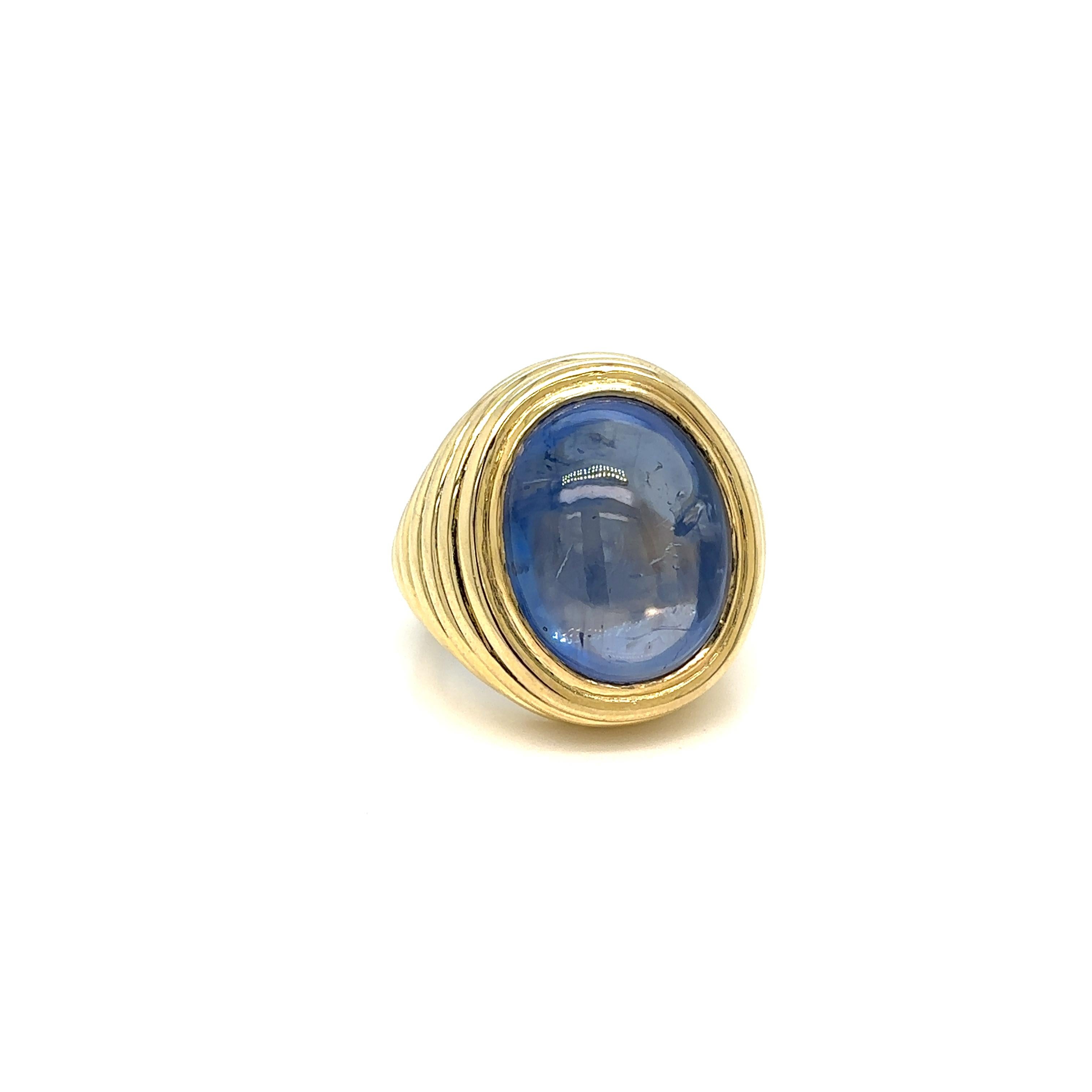 Cabochon Vintage Certified 28 Carat Natural Unheated Sapphire Ring