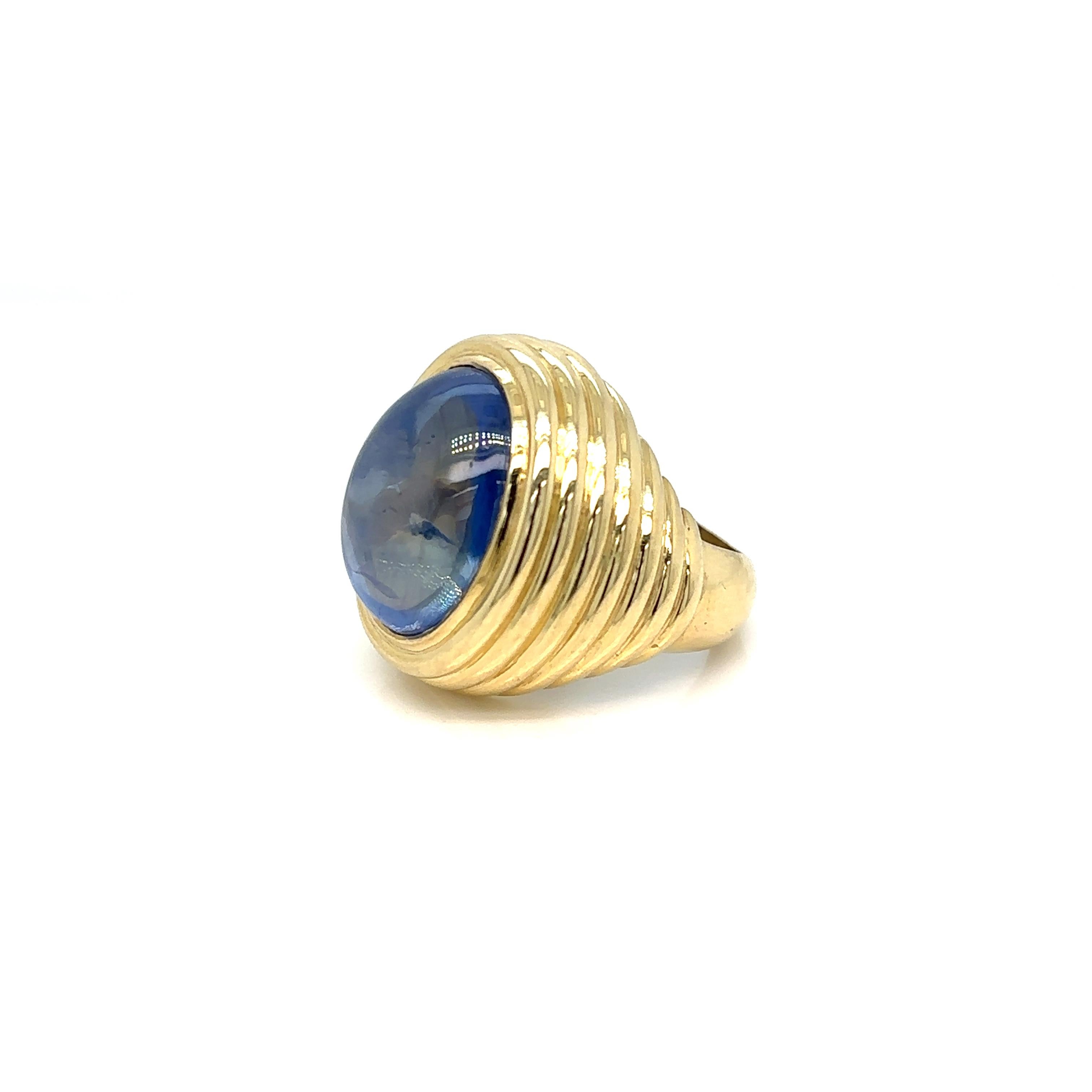 Vintage Certified 28 Carat Natural Unheated Sapphire Ring 7