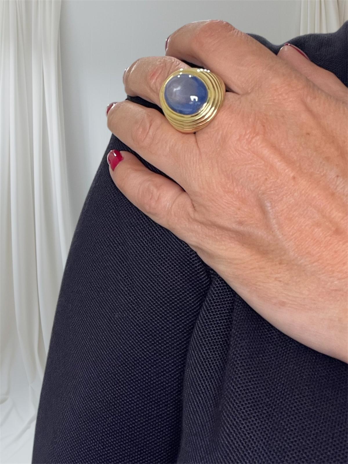 Vintage Certified 28 Carat Natural Unheated Sapphire Ring 13