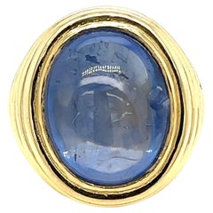 Anillo de zafiro natural sin calentar certificado vintage de 28 quilates