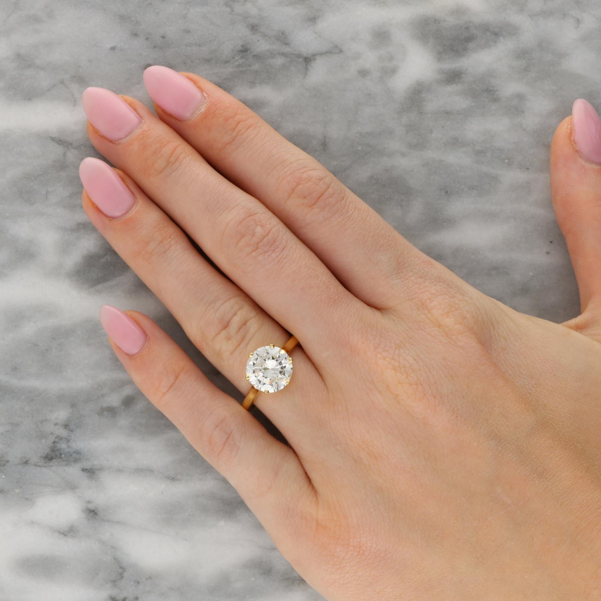 Solitär-Ring aus 18 Karat Gold mit zertifiziertem 3,40 Karat rundem Diamanten im Brillantschliff im Angebot 2