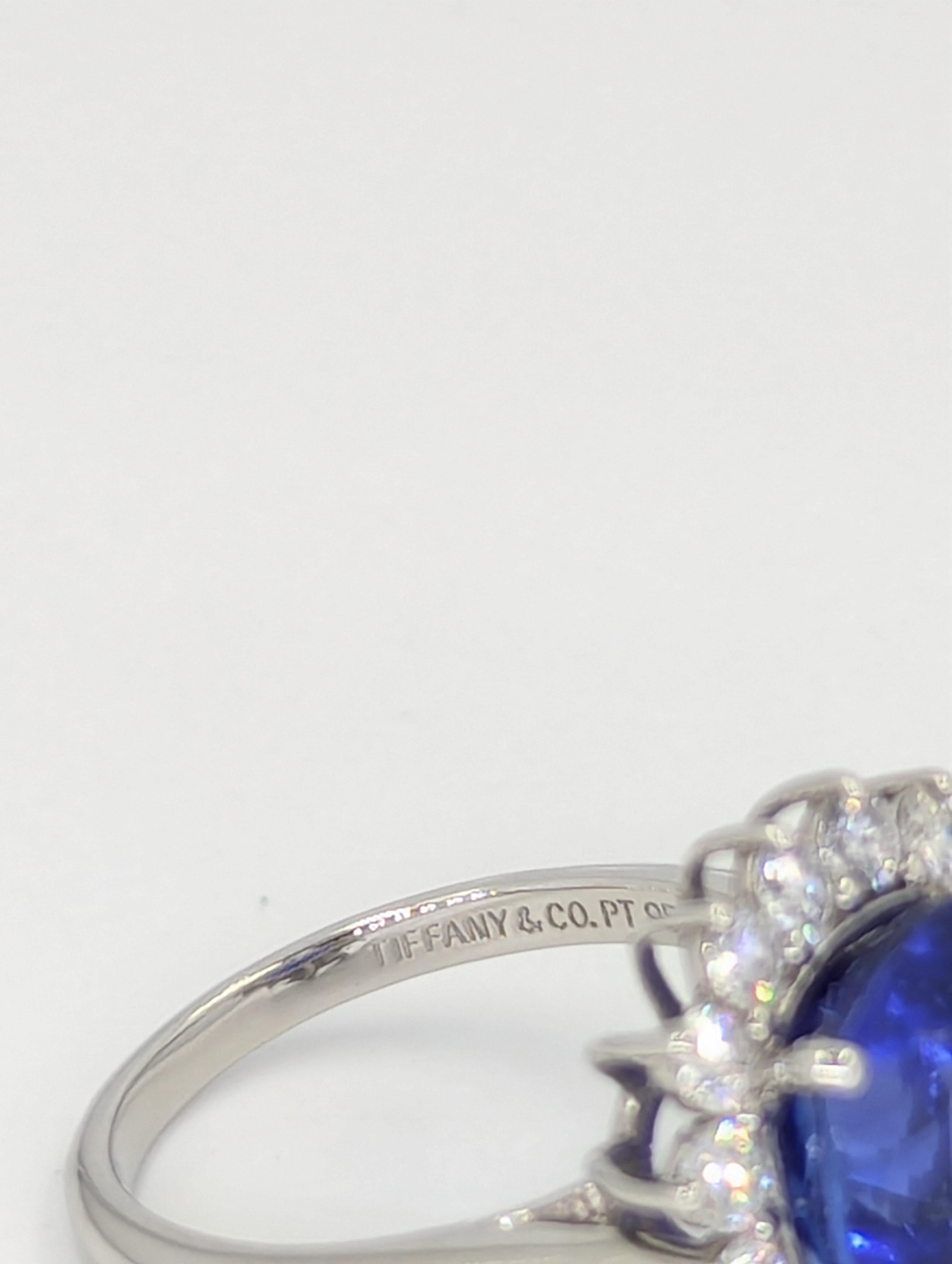 Oval Cut Vintage Certified 5.85CTW Tiffany & Co Platinum Tanzanite and Diamond Ring