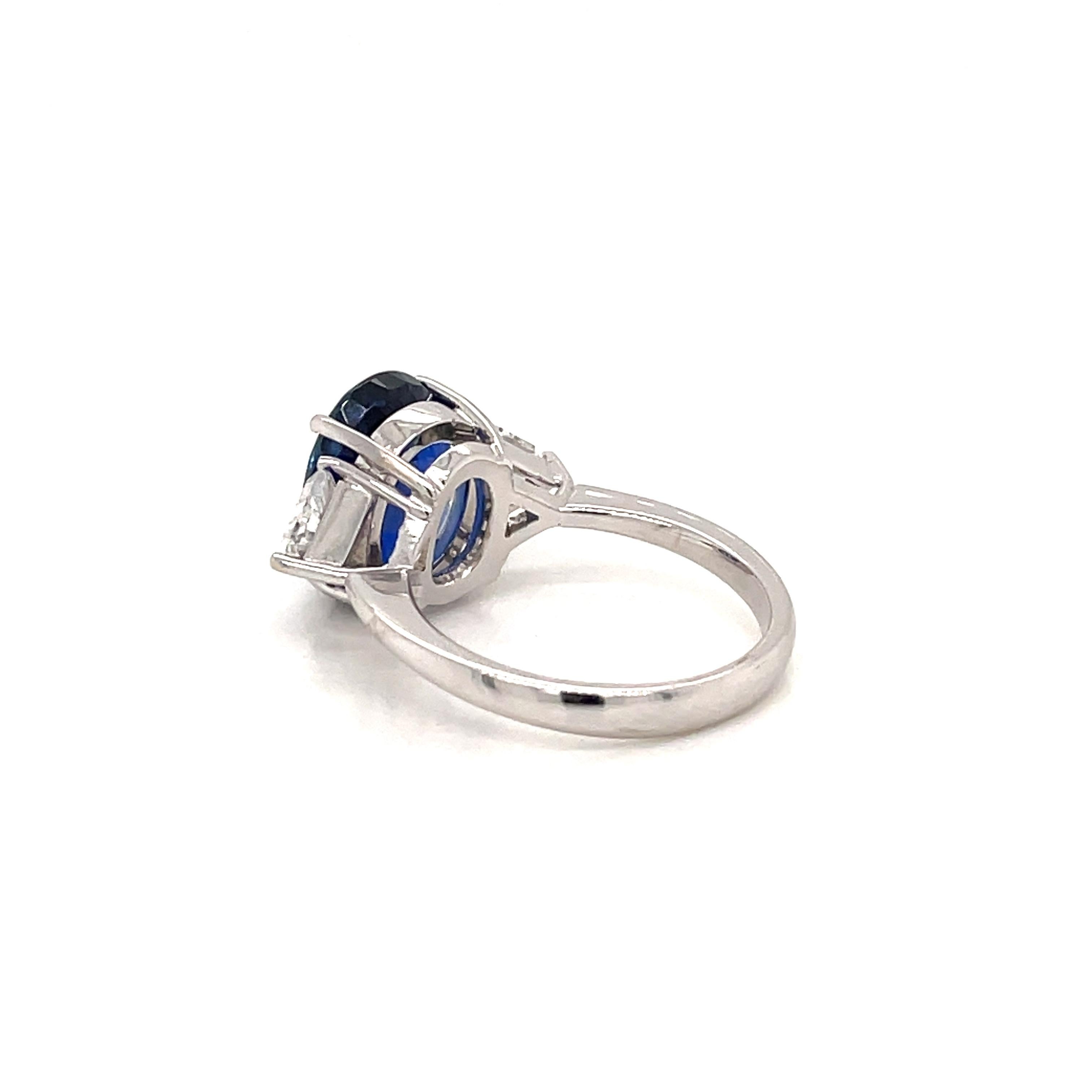 Vintage Certified 6 Carat Unheated Burma Sapphire Diamond Engagement Ring 7