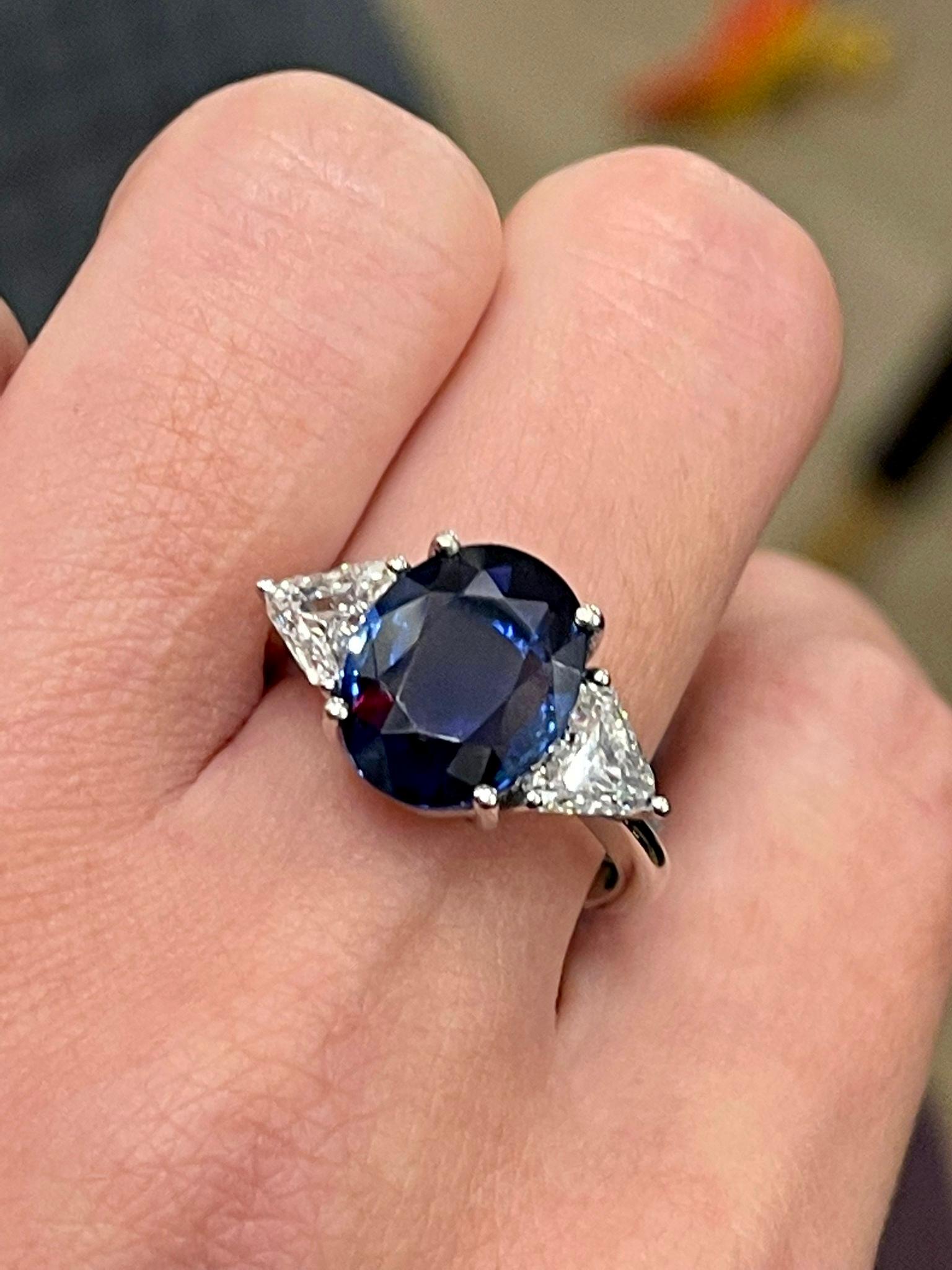 Vintage Certified 6 Carat Unheated Burma Sapphire Diamond Engagement Ring 8