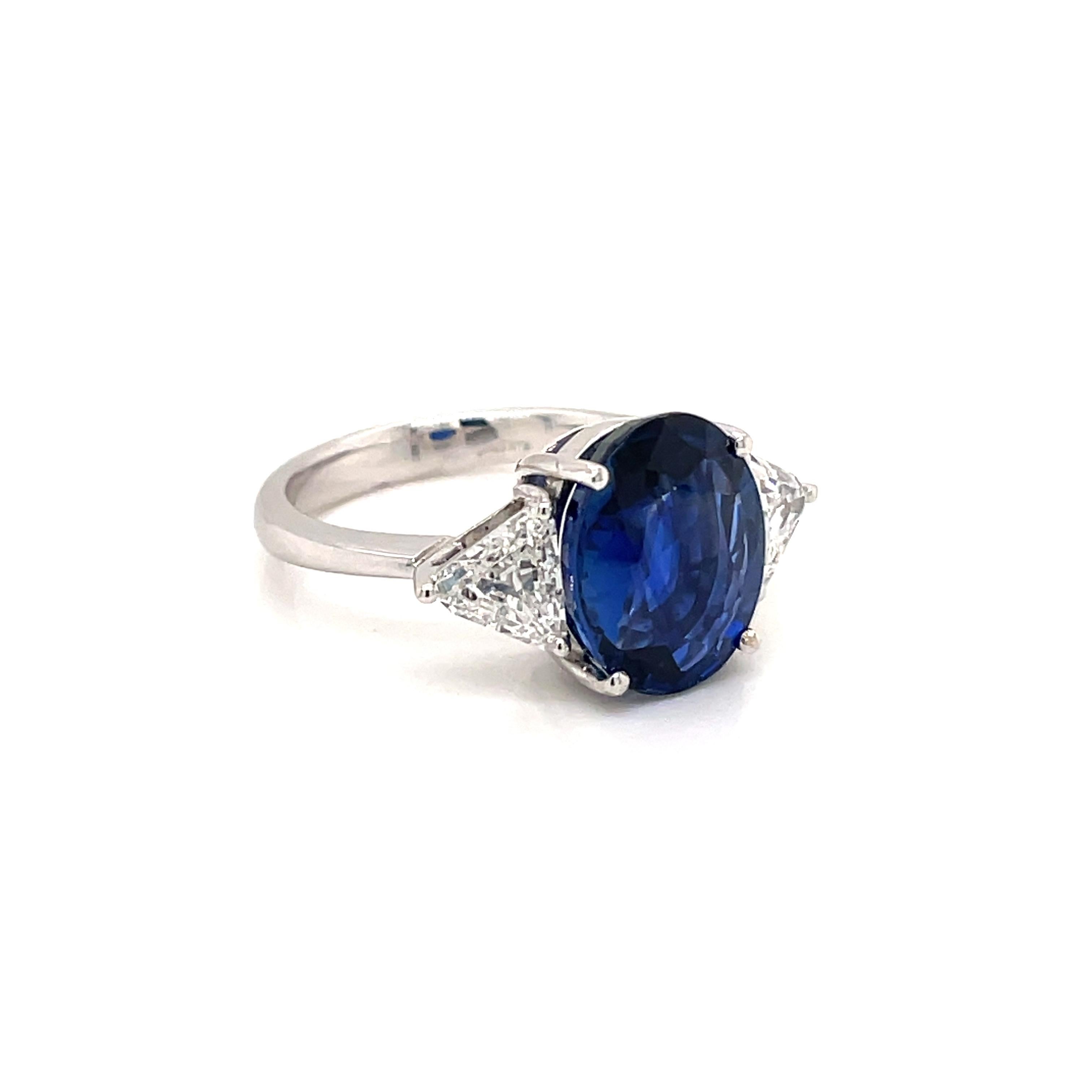 Women's Vintage Certified 6 Carat Unheated Burma Sapphire Diamond Engagement Ring