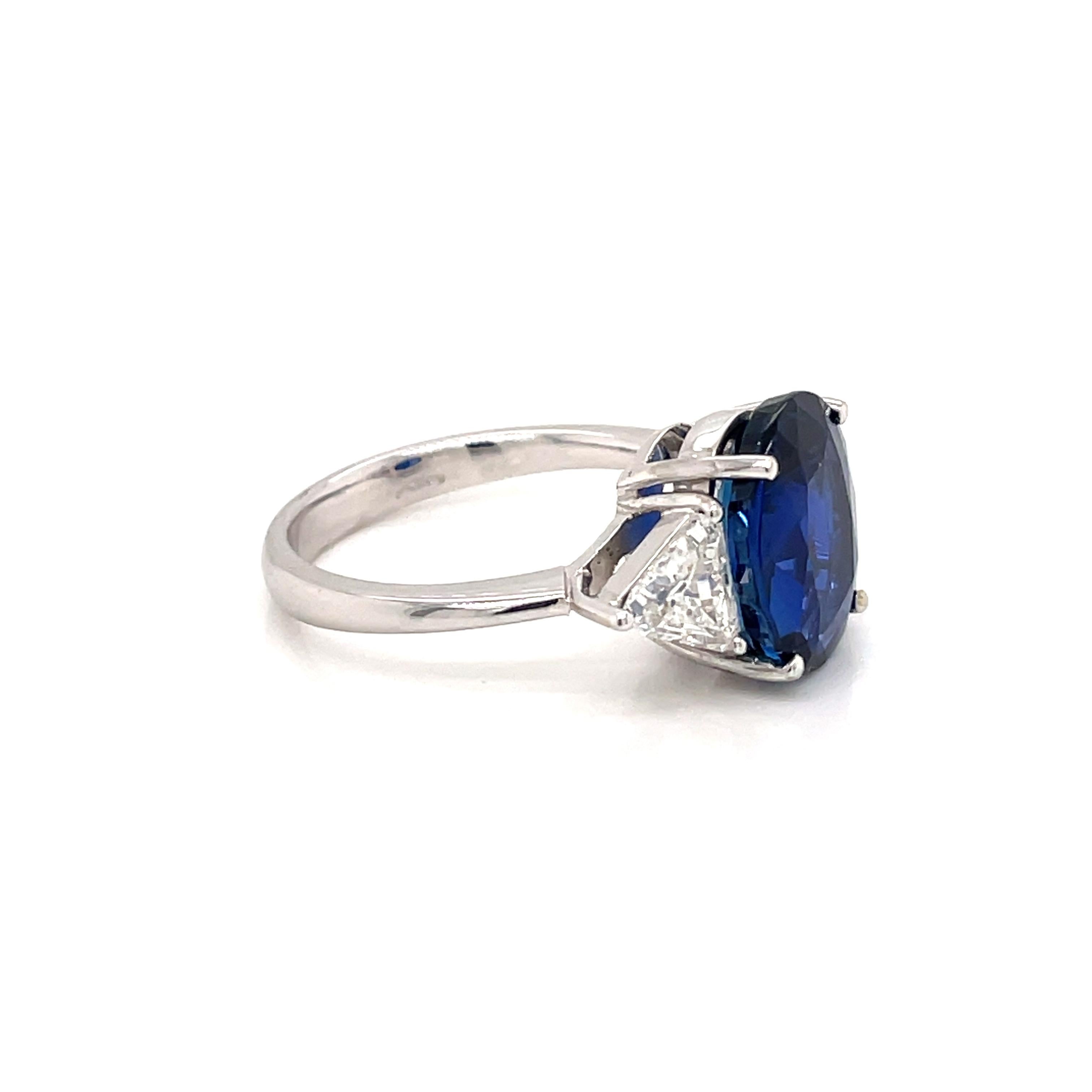 Vintage Certified 6 Carat Unheated Burma Sapphire Diamond Engagement Ring 3