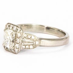 Vintage Certified F Color Phoenix Cut Diamond and Platinum Cluster Ring