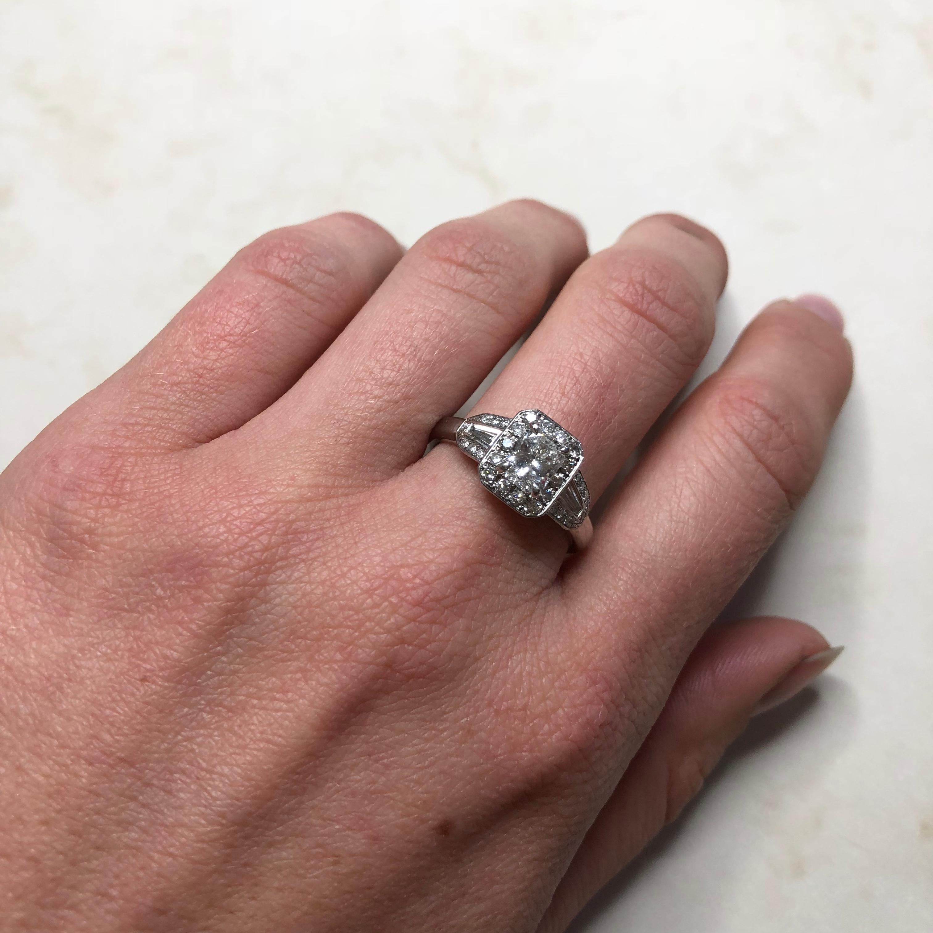 Modern Vintage Certified F Color Phoenix Cut Diamond and Platinum Cluster Ring For Sale