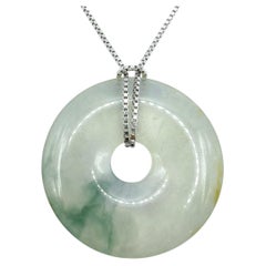 Ciondolo certificato vintage Greene & Greene Greene fluttuante, ciambella di pace in giada 平安扣