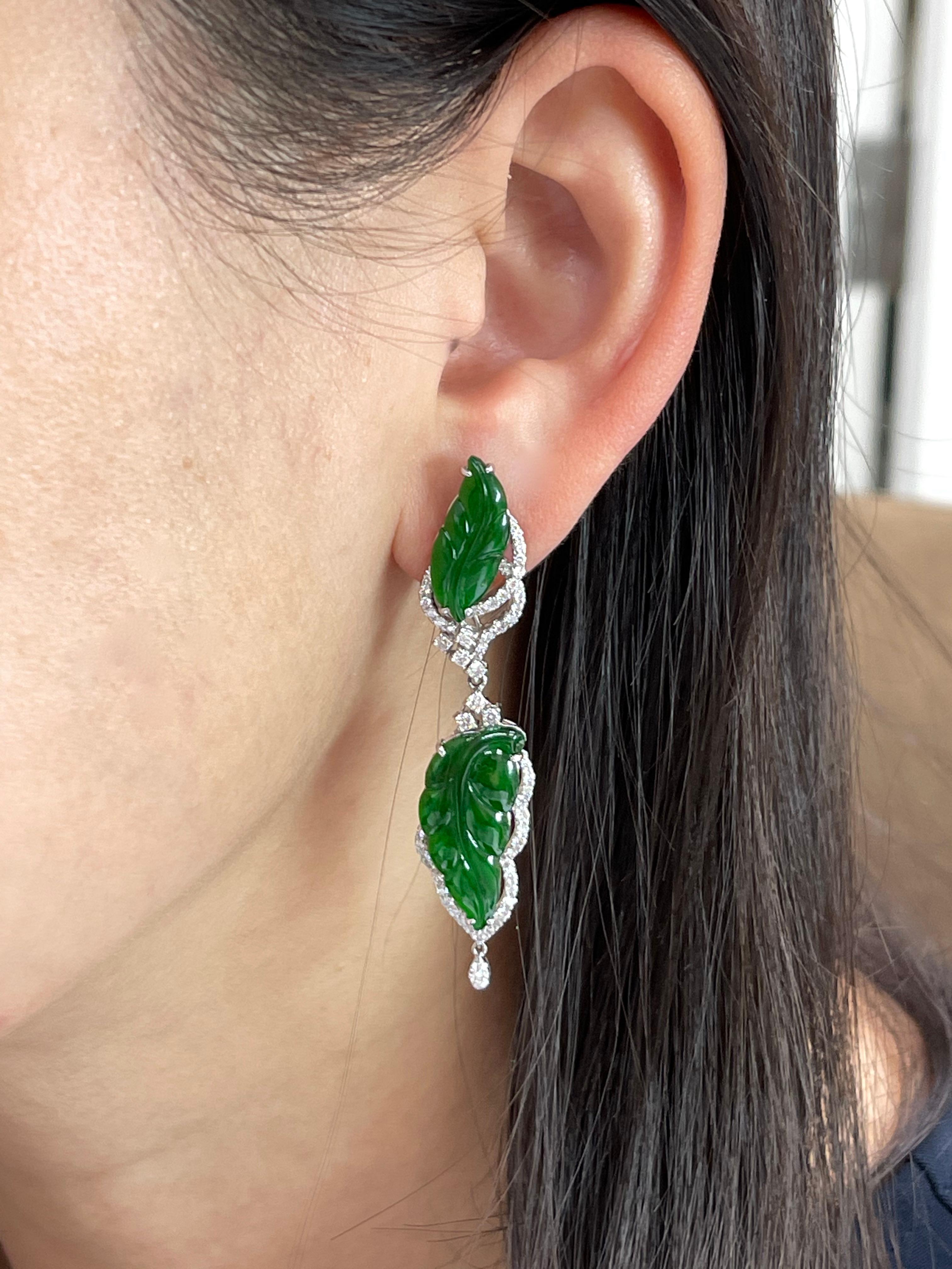 This is certified to be natural jadeite jade. These earrings has the best imperial green color and on the certificate it is graded 