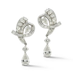 Vintage Certified Pear Shaped Diamond Earrings