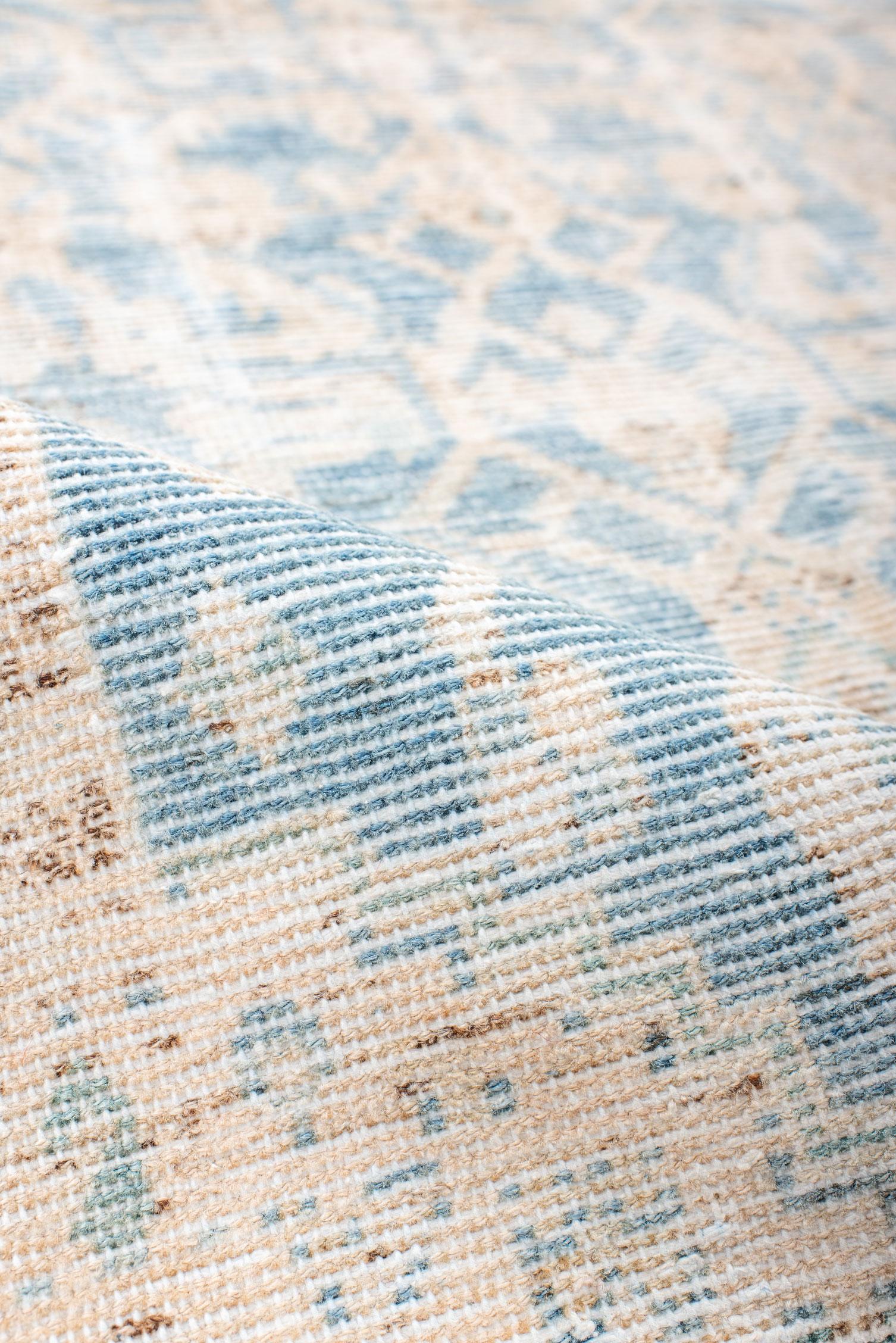 Laine Chemin de table vintage bleu céruléen Malayer avec un design Herati en vente