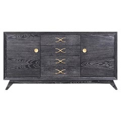 Commode vintage en laiton cérusé et en laiton de Paul Frankl pour Brown Saltman