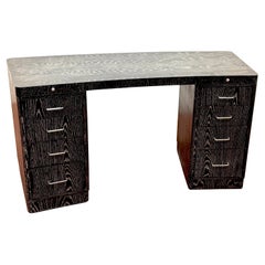 Vintage Cerused Oak Executive Desk, in the Style of James Mont