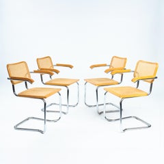 Cesca b64 Bauhaus wicker chairs, in the style of marcel Breuer, stackable, 4