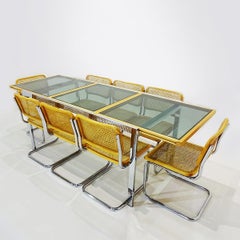 Vintage Cesca Dining Set with Extending Table and 8 Marcel Breuer Design Chairs