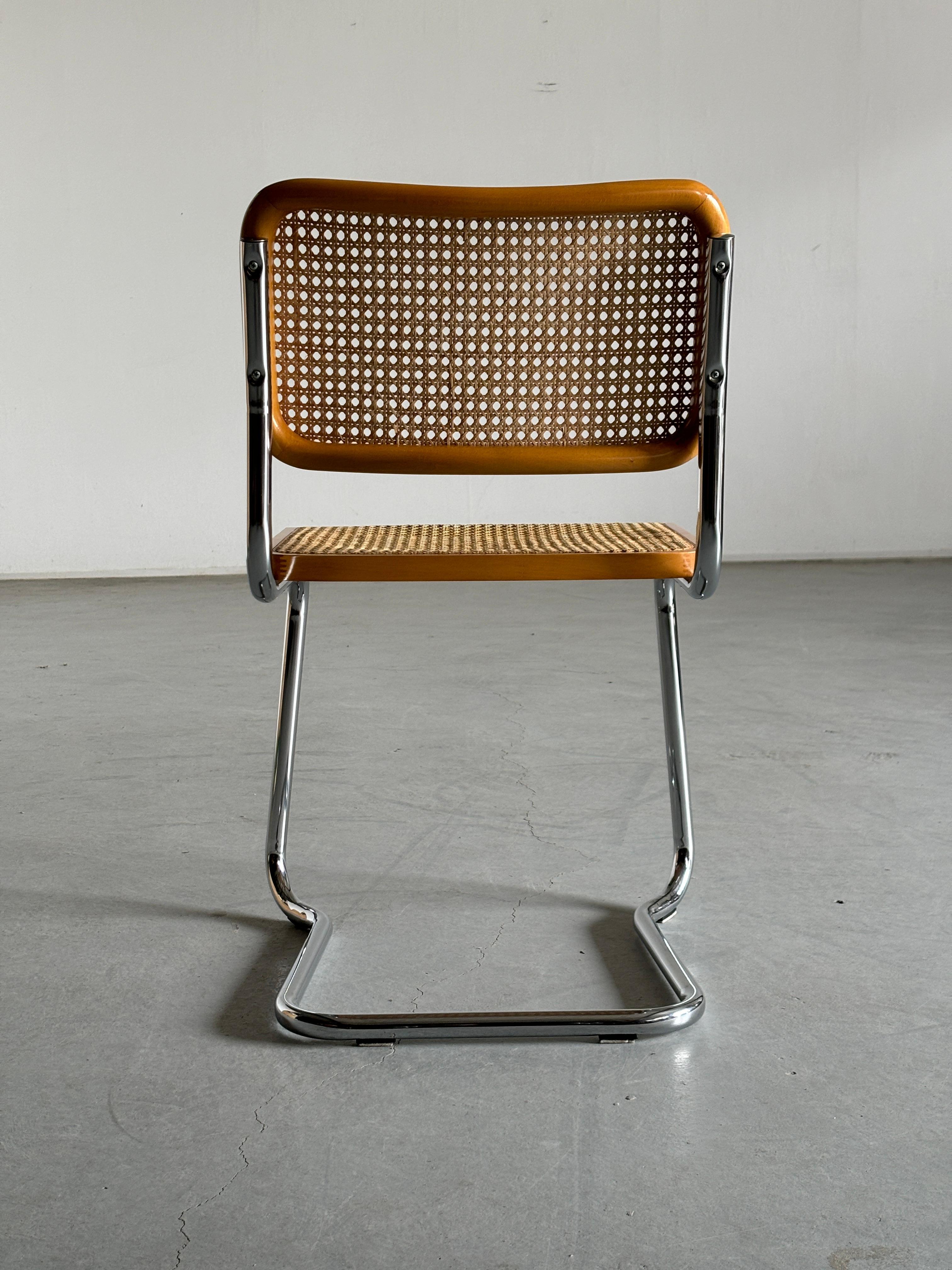 Cane Vintage Cesca Mid Century Cantilever Chair, Marcel Breuer B32 Made in Italy For Sale