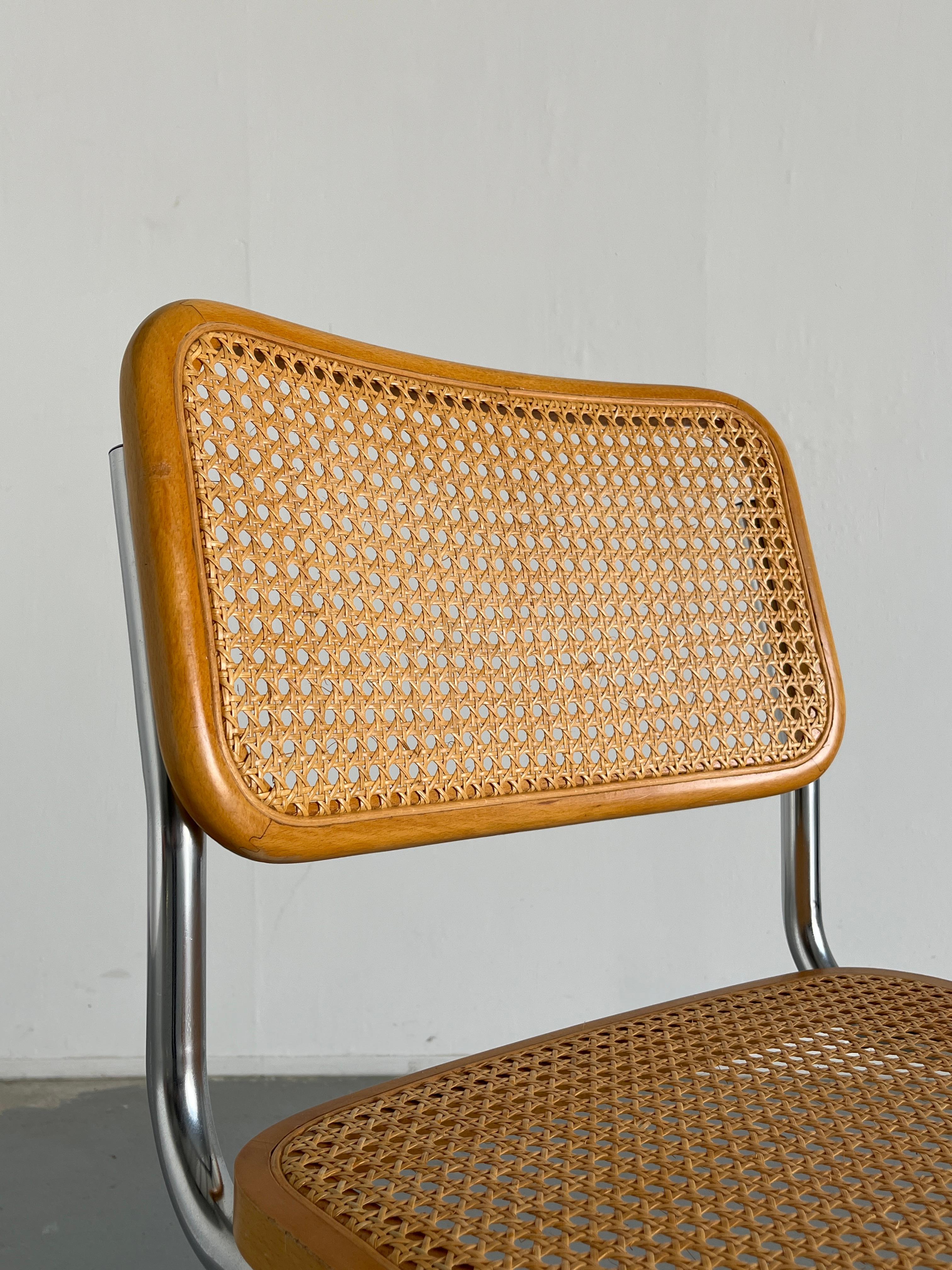 Silla Cantilever Vintage Cesca Mid Century, Silla Estilo Marcel Breuer B32, Italia finales del siglo XX