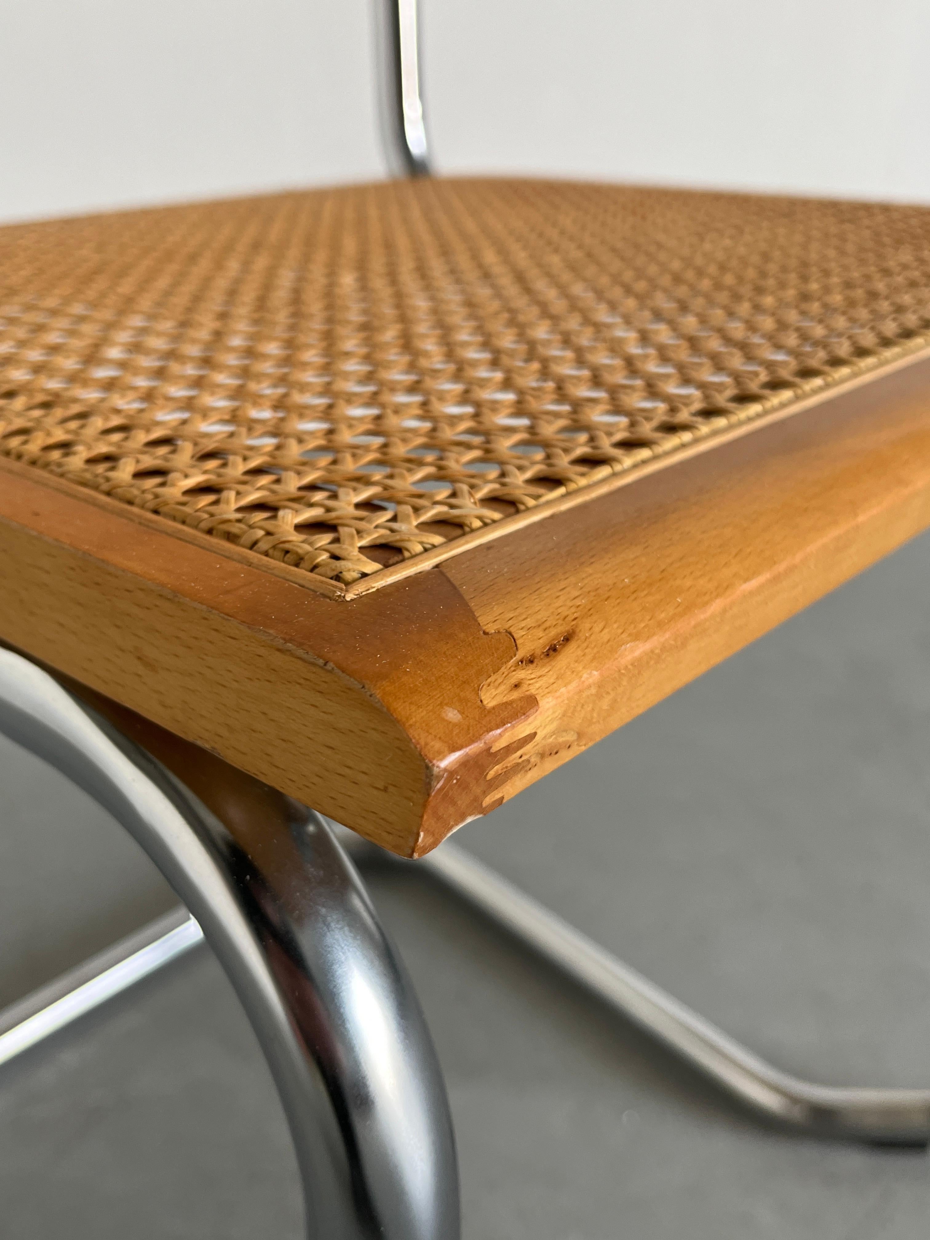 Silla Cantilever Vintage Cesca Mid Century, Silla Estilo Marcel Breuer B32, Italia Mimbre