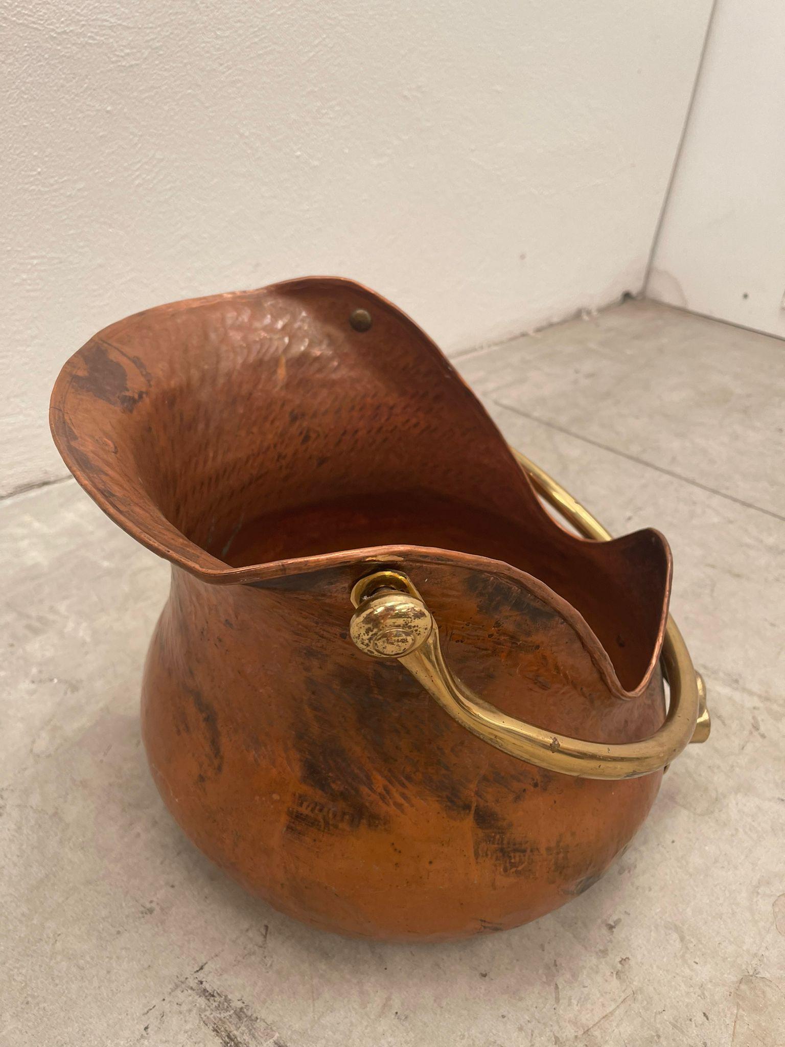 20th Century Vintage Copper and Brass Basket  For Sale