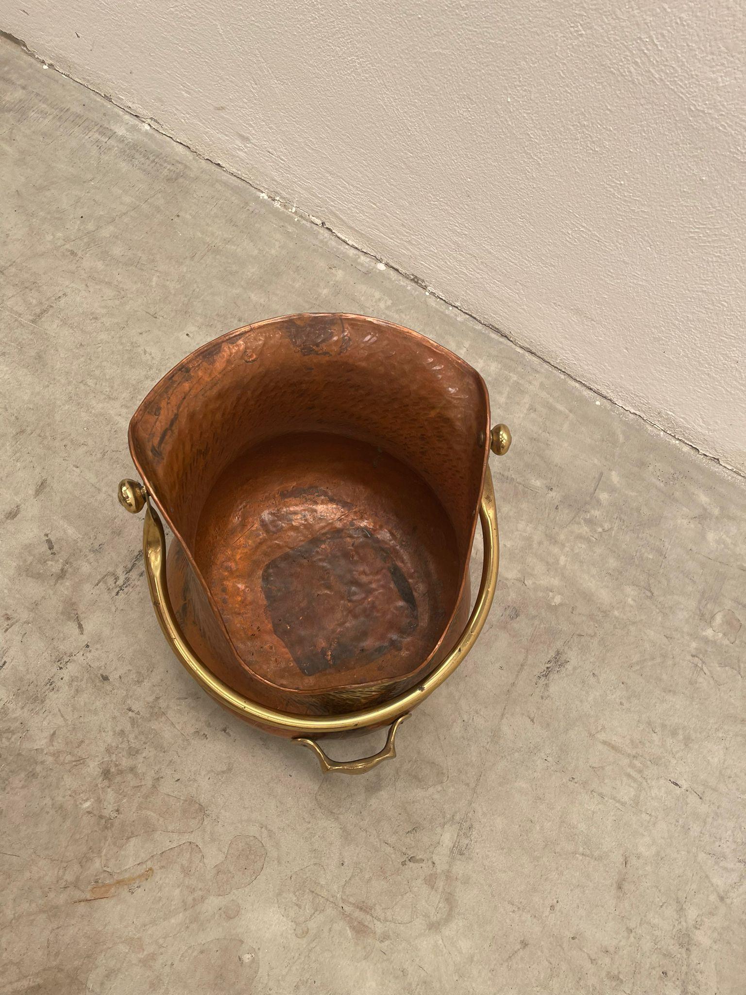 Vintage Copper and Brass Basket  For Sale 2