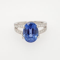 Vintage Ceylon Sapphire and Diamond Ring by Tiffany and Co