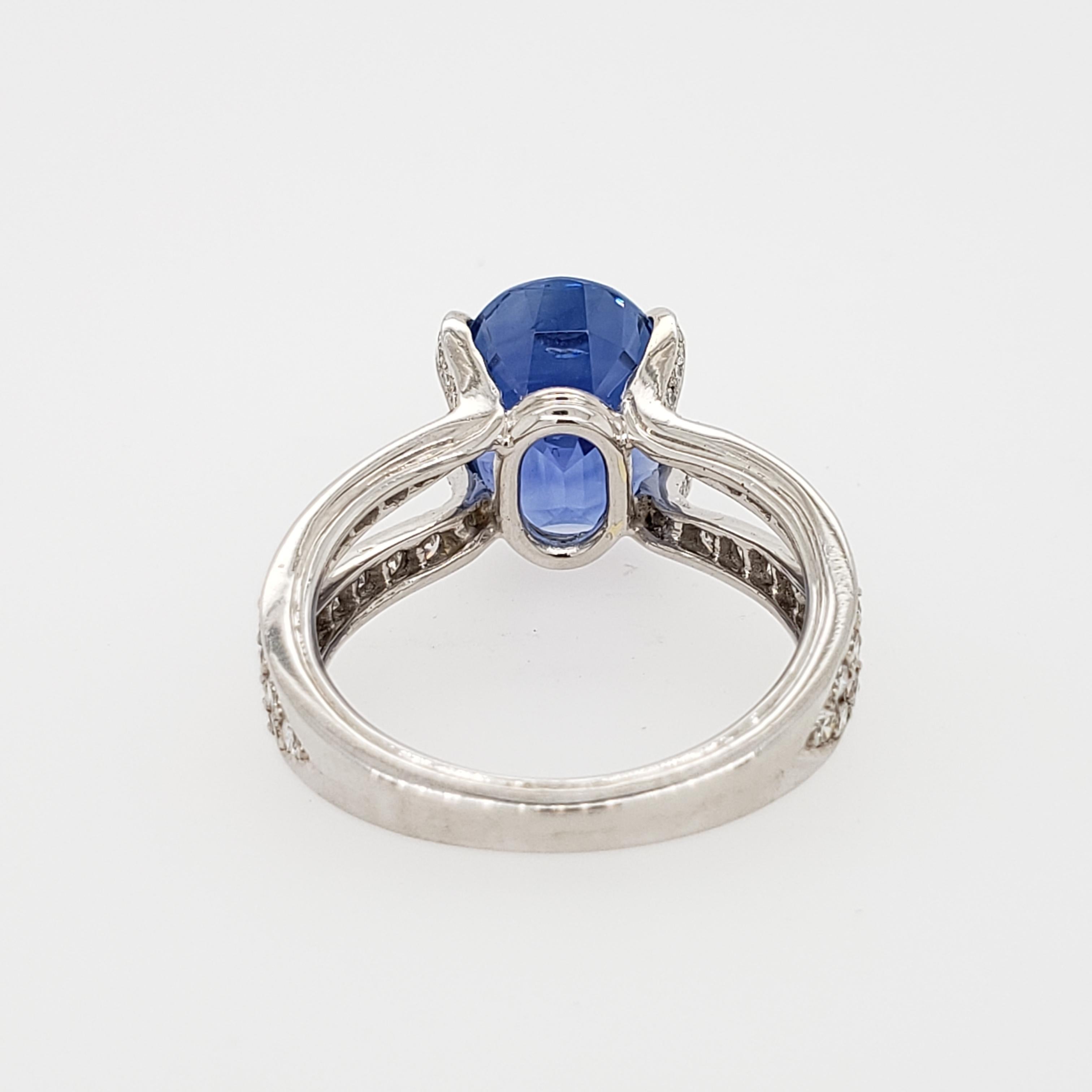 Brilliant Cut Vintage Ceylon Sapphire and Diamond Ring by Tiffany and Co