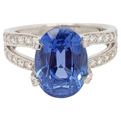 Vintage Ceylon Sapphire and Diamond Ring by Tiffany and Co