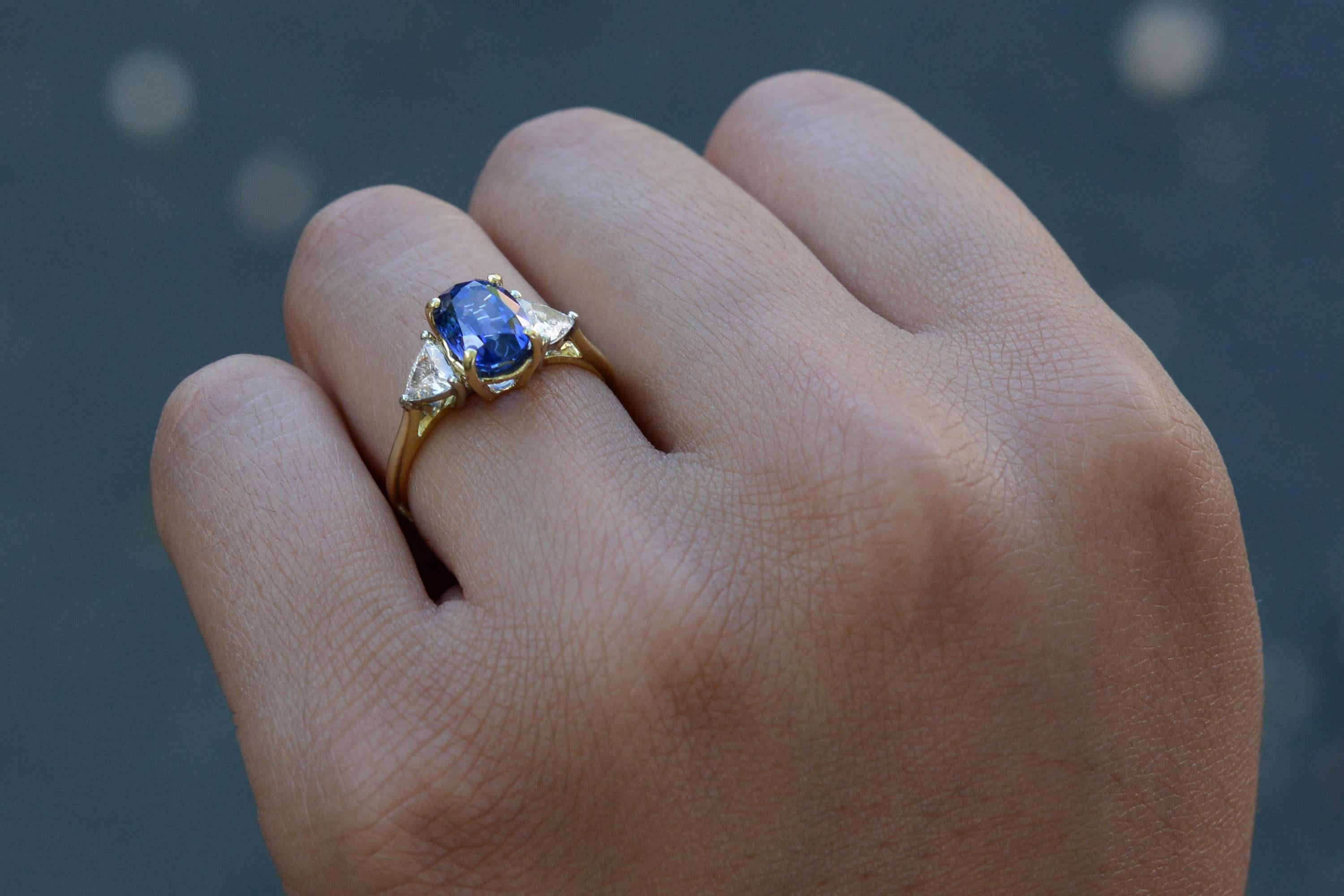 Contemporary Vintage Ceylon Sapphire And Diamond Ring